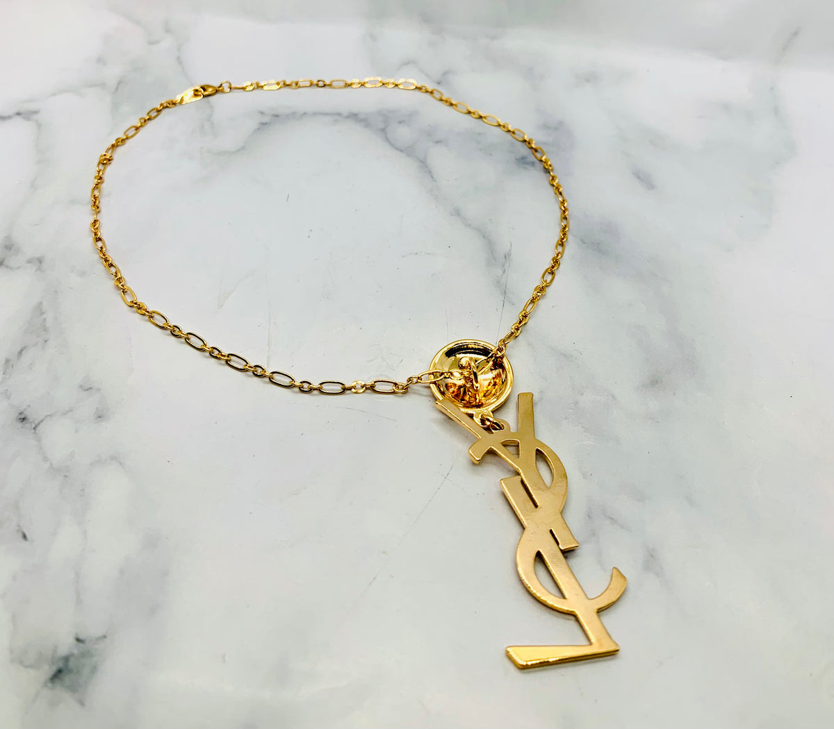YSL YVES SAINT LAURENT Vintage Monogram Necklace- USED