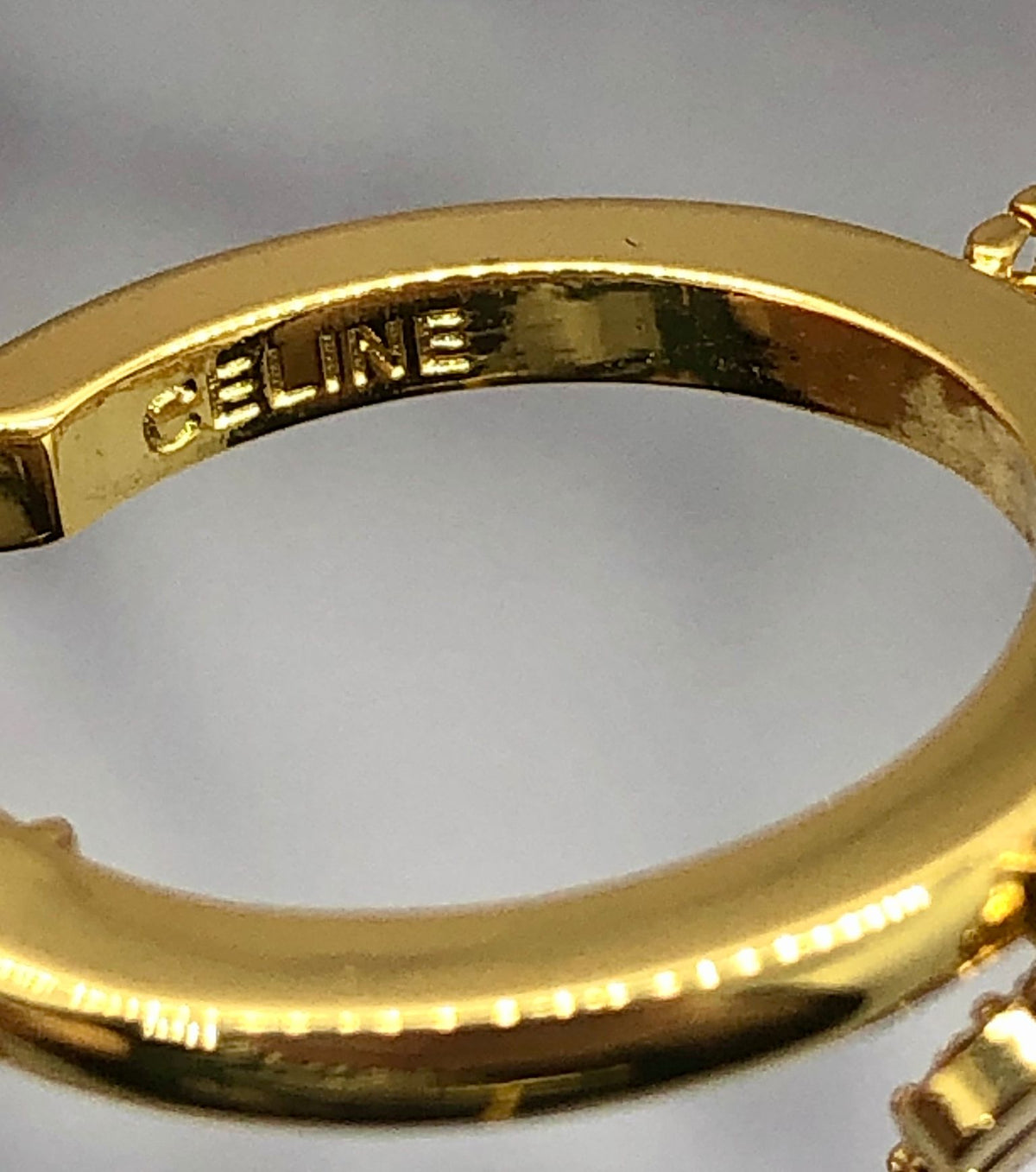 CELINE Paris Rhinestone Gold Tone Hoop Earrings - Pre owned