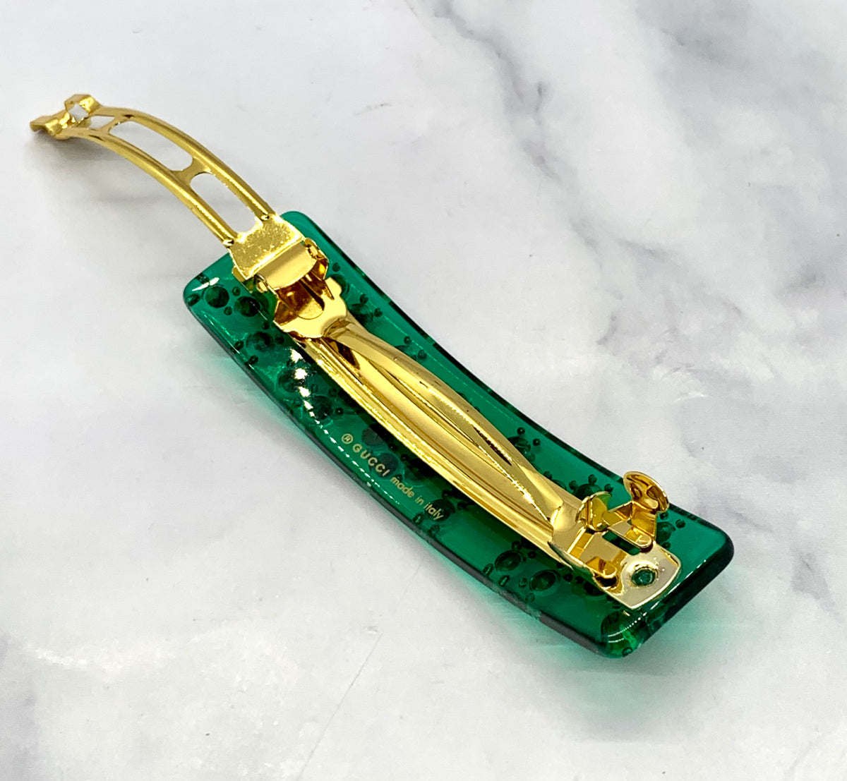GUCCI Amour Green Clear Hair Clip Barrette - Pre owned