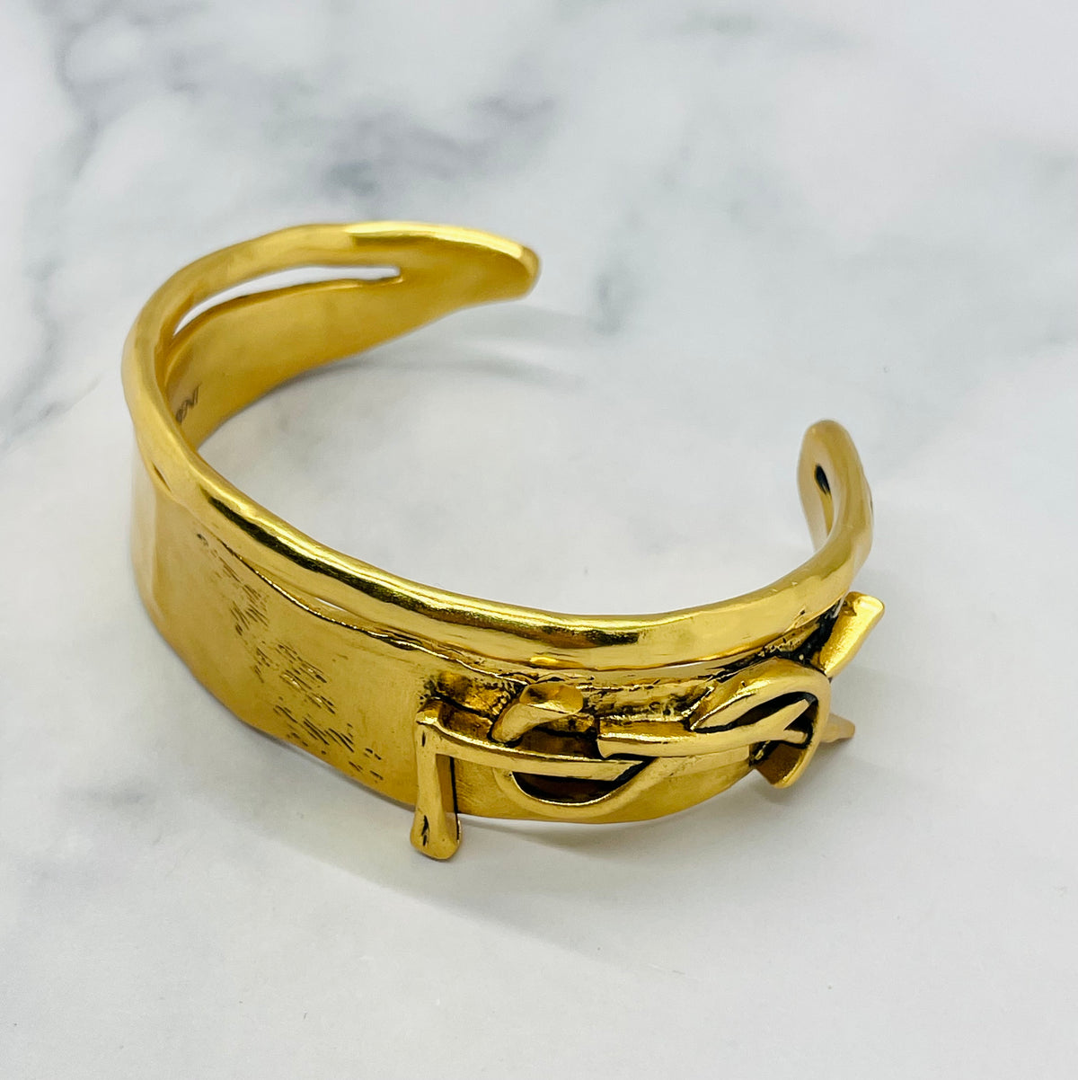 YSL YVES SAINT LAURENT Gold Tone Cuff Bracelet - Pre owned