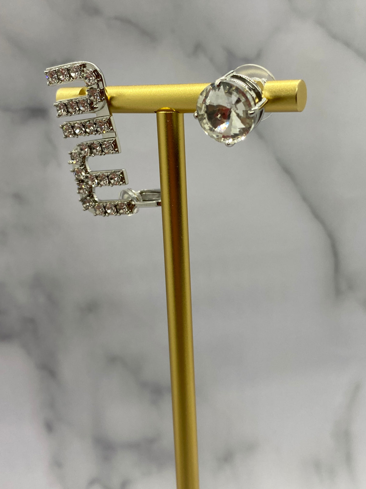 MIU MIU Rhinestone Asymmetric Earrings - Pre owned