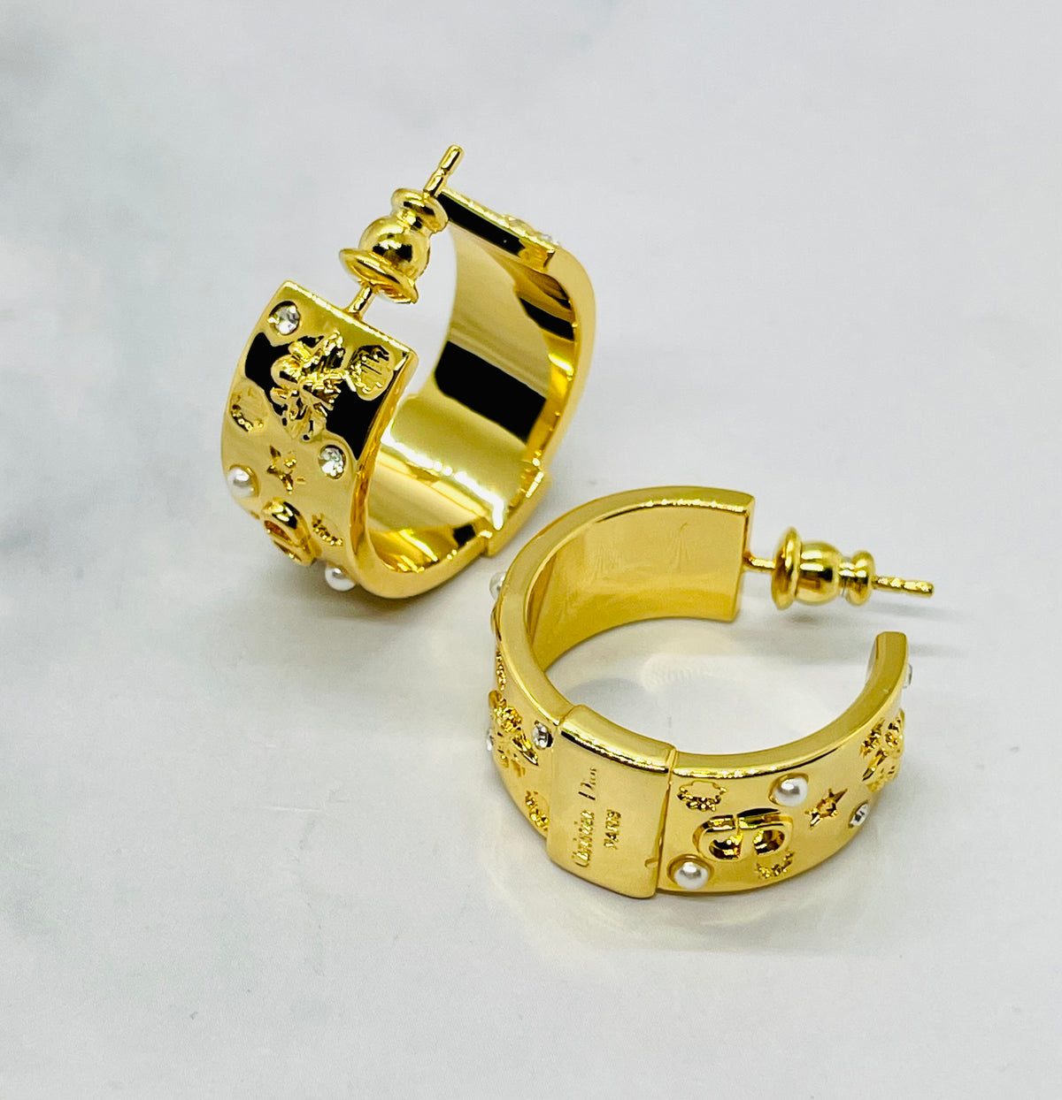CHRISTIAN DIOR Rhinestone Hoop Earrings - Pre owned