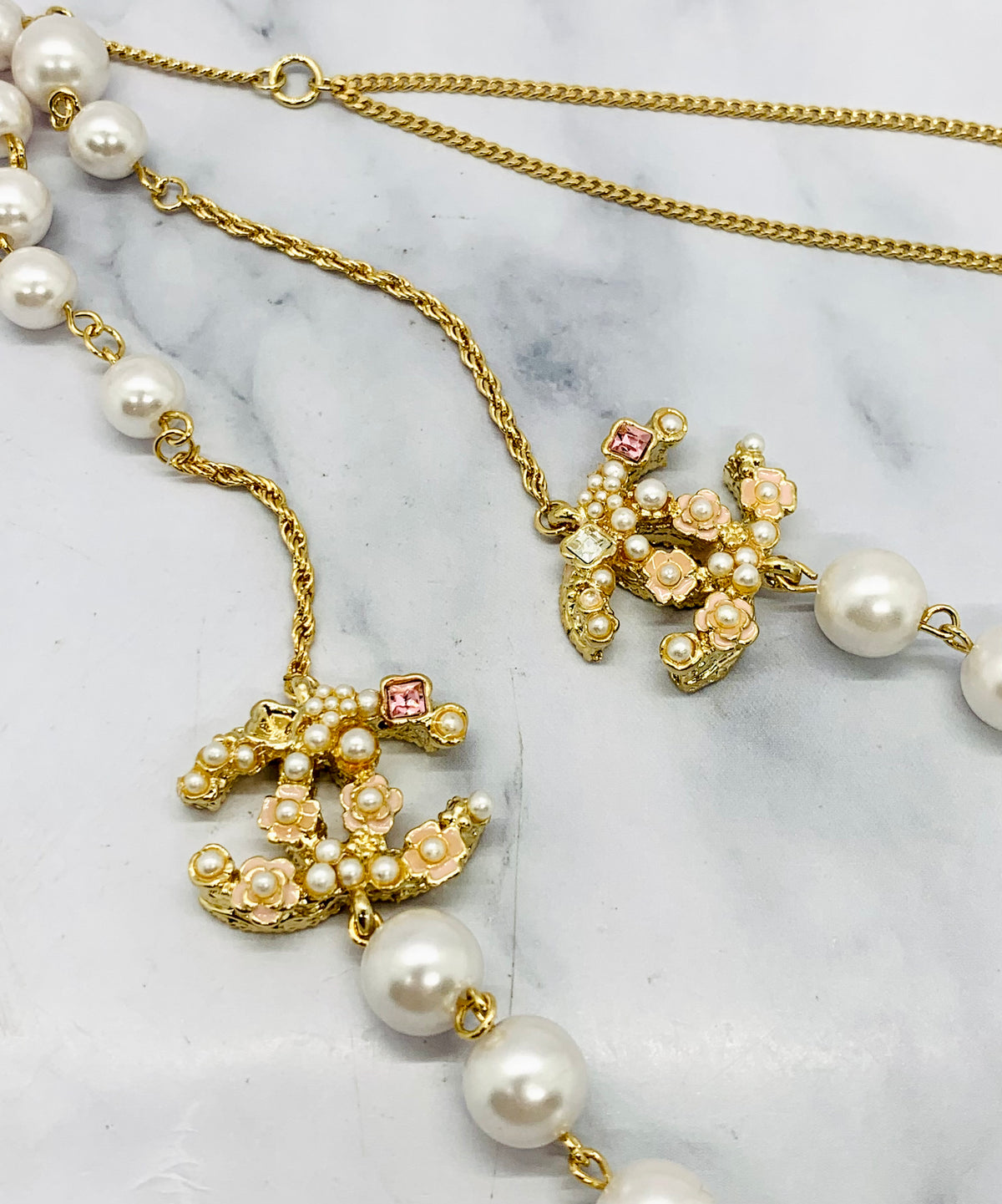CHANEL CC Pearl Layer Statement Necklace - USED