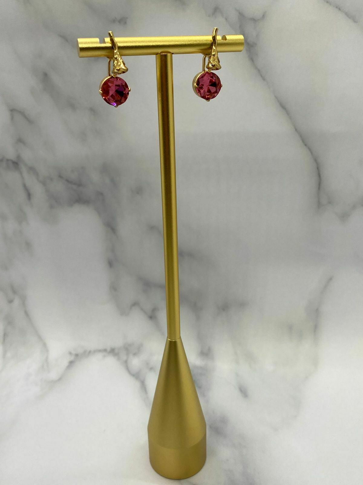 CHRISTIAN DIOR Gold Tone Rose Rhinestone Earrings - Pre owned