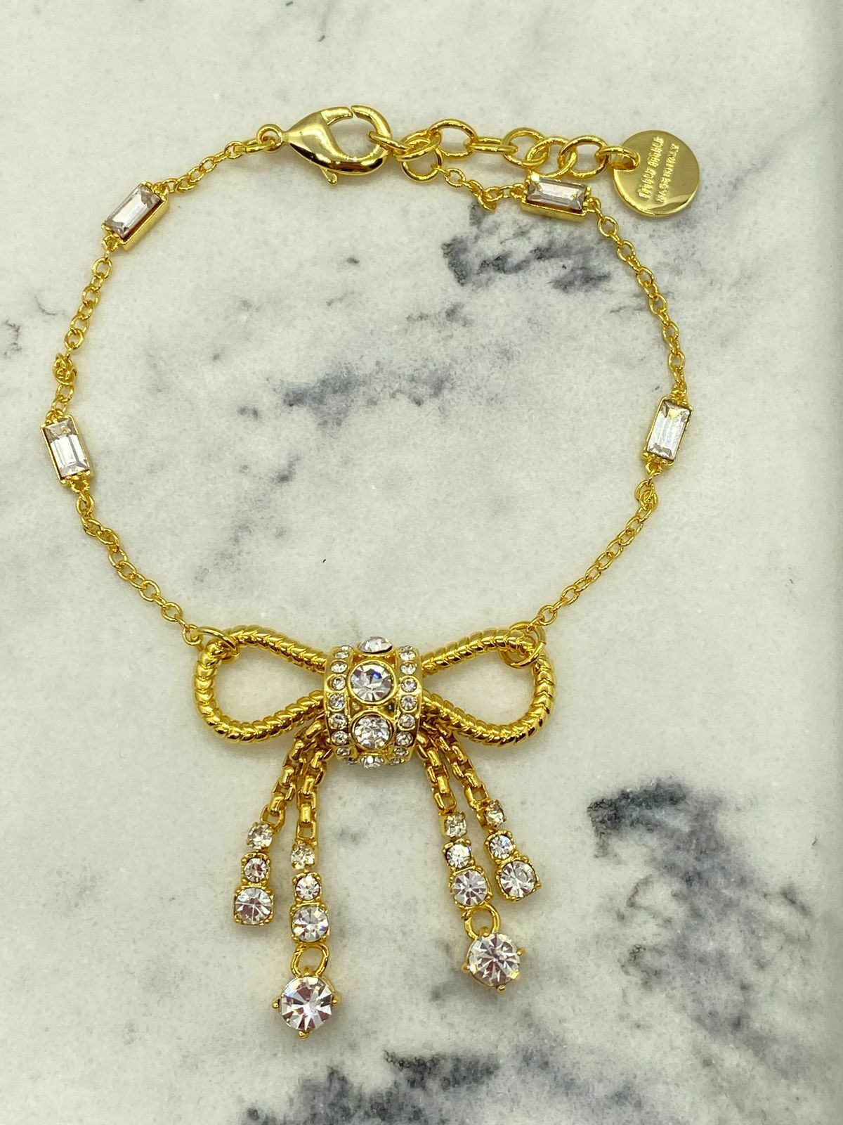 MIU MIU Gold Rhinestone Bow Tie Bracelet - Pre owned