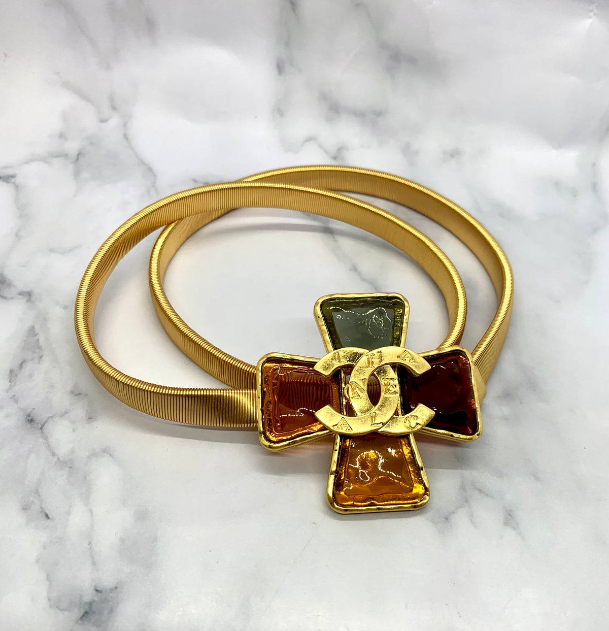 CHANEL CC VINTAGE RARE Cross Stretchy Belt - Pre owned