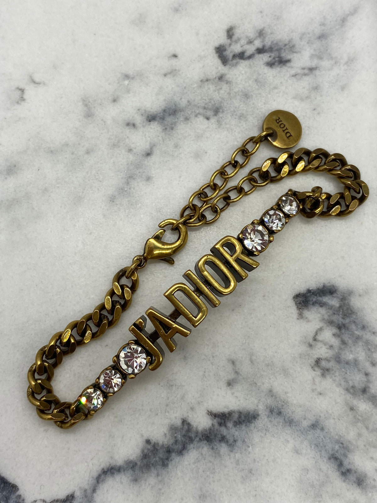 CHRISTIAN DIOR J'Adior Brass Tone Rhinestone Bracelet - Pre owned