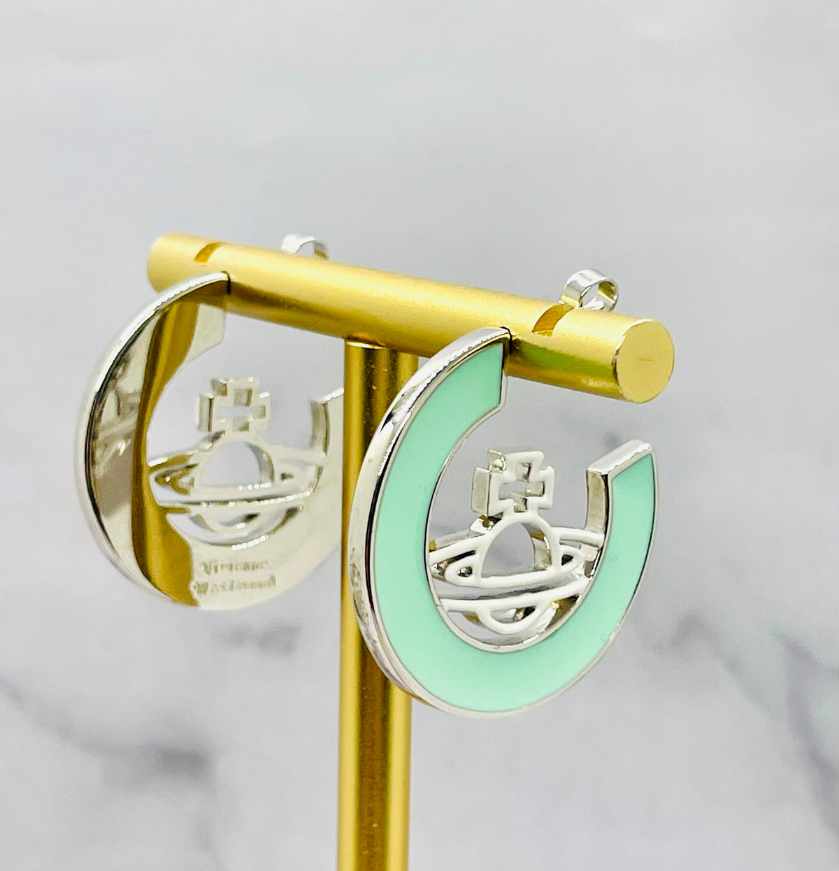 Vivienne Westwood - Teal Orb Hoop Earrings - Pre owned