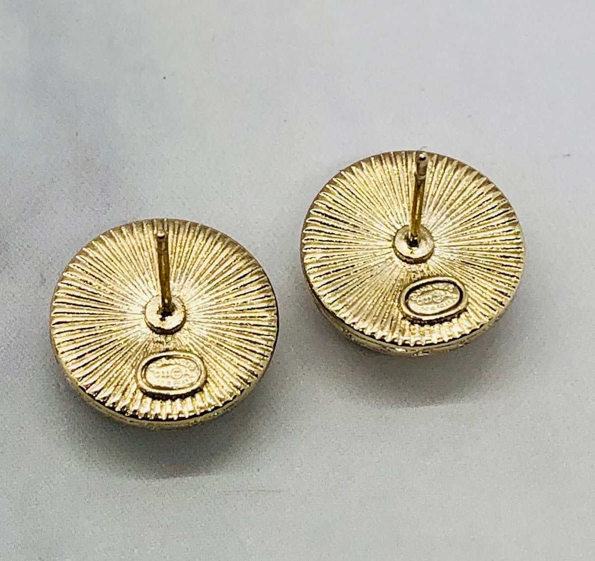 CHANEL CC Rhinestone Button Earrings - USED