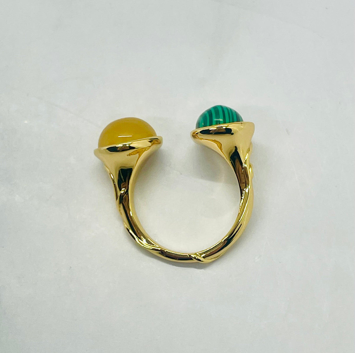 LOEWE Green Yellow Stones Adjustable Ring Size 7 - Pre owned