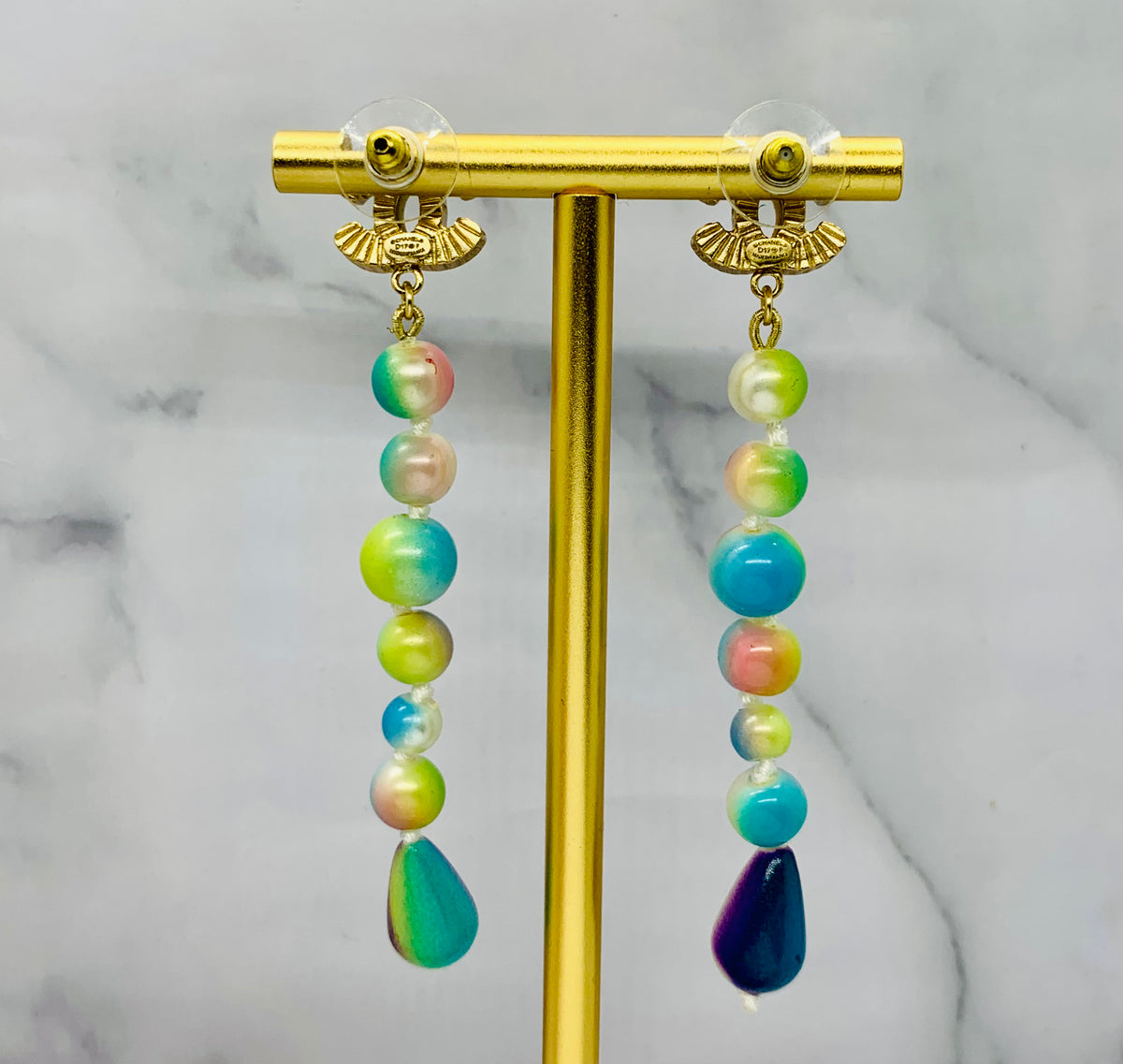 CHANEL CC Rainbow Pendant Earrings - USED