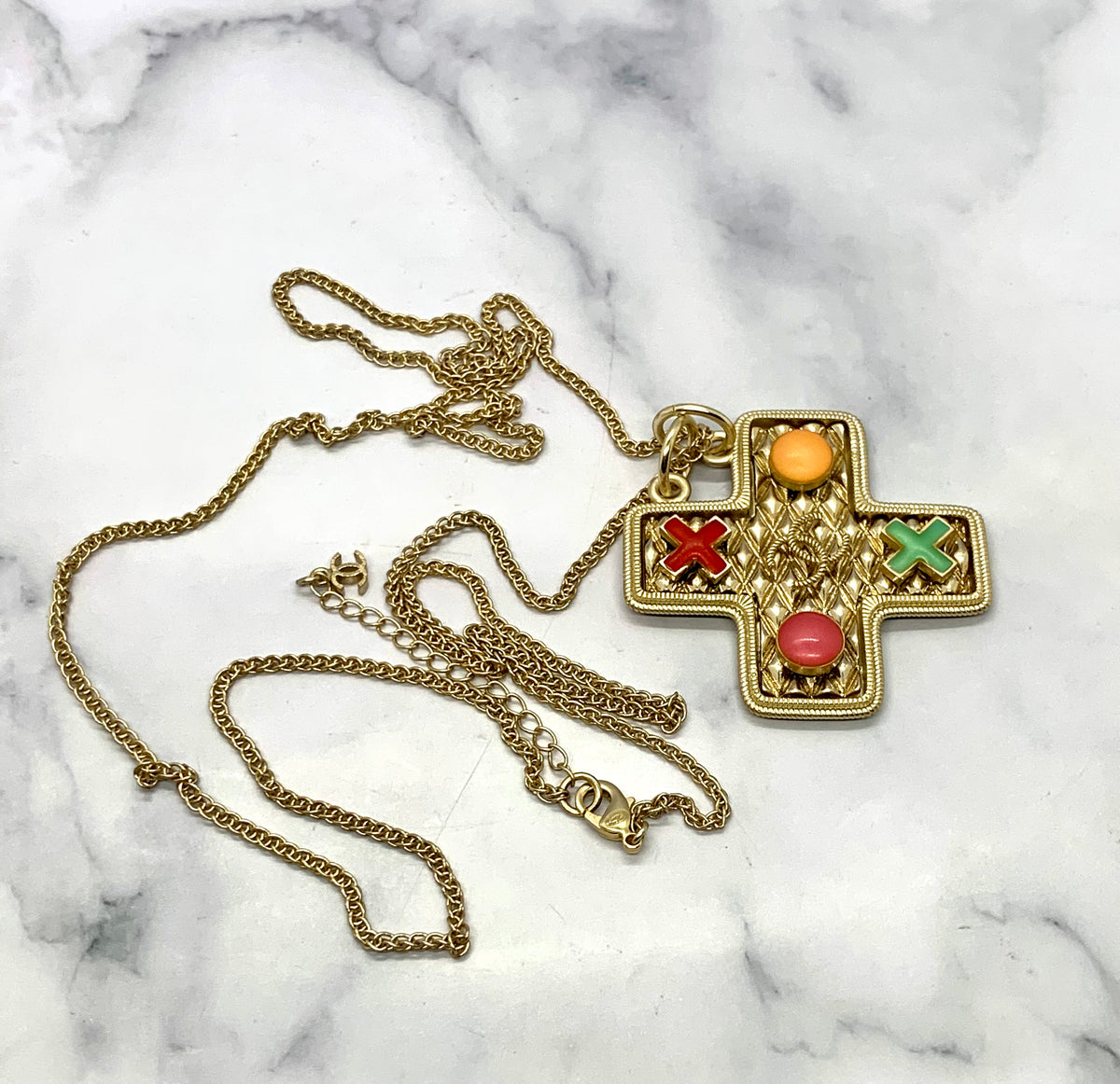 CHANEL CC 2017 Cross Pendant Statement Necklace - USED