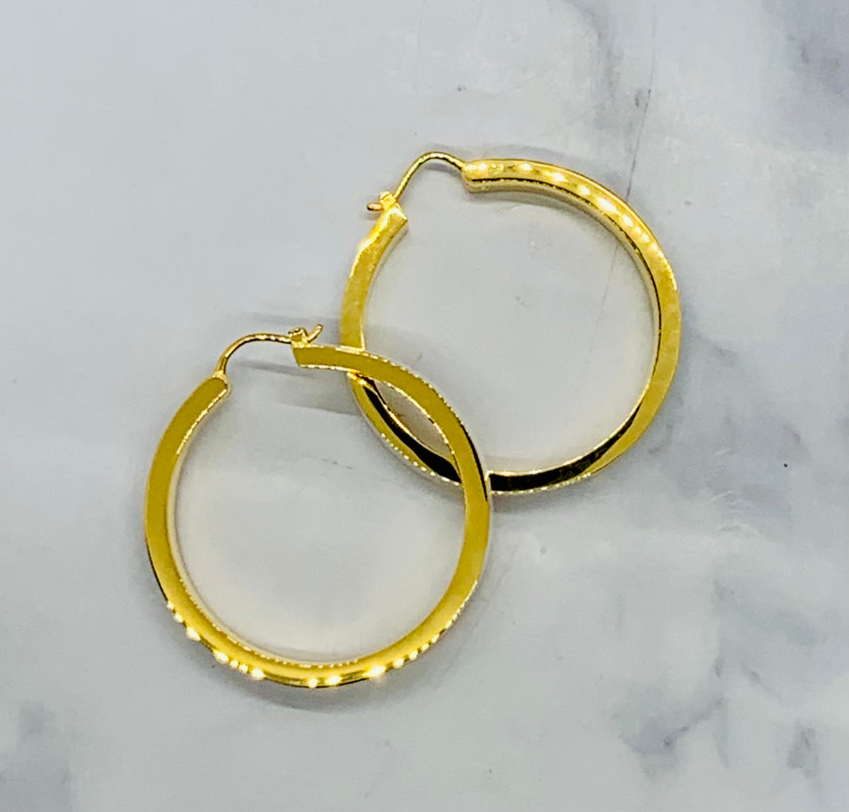 MIU MIU White Striped Gold Tone Hoop Earrings - Pre owned