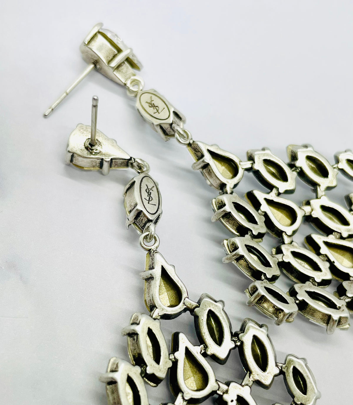 YSL YVES SAINT LAURENT Rhinestone Pendant Earrings - Pre owned