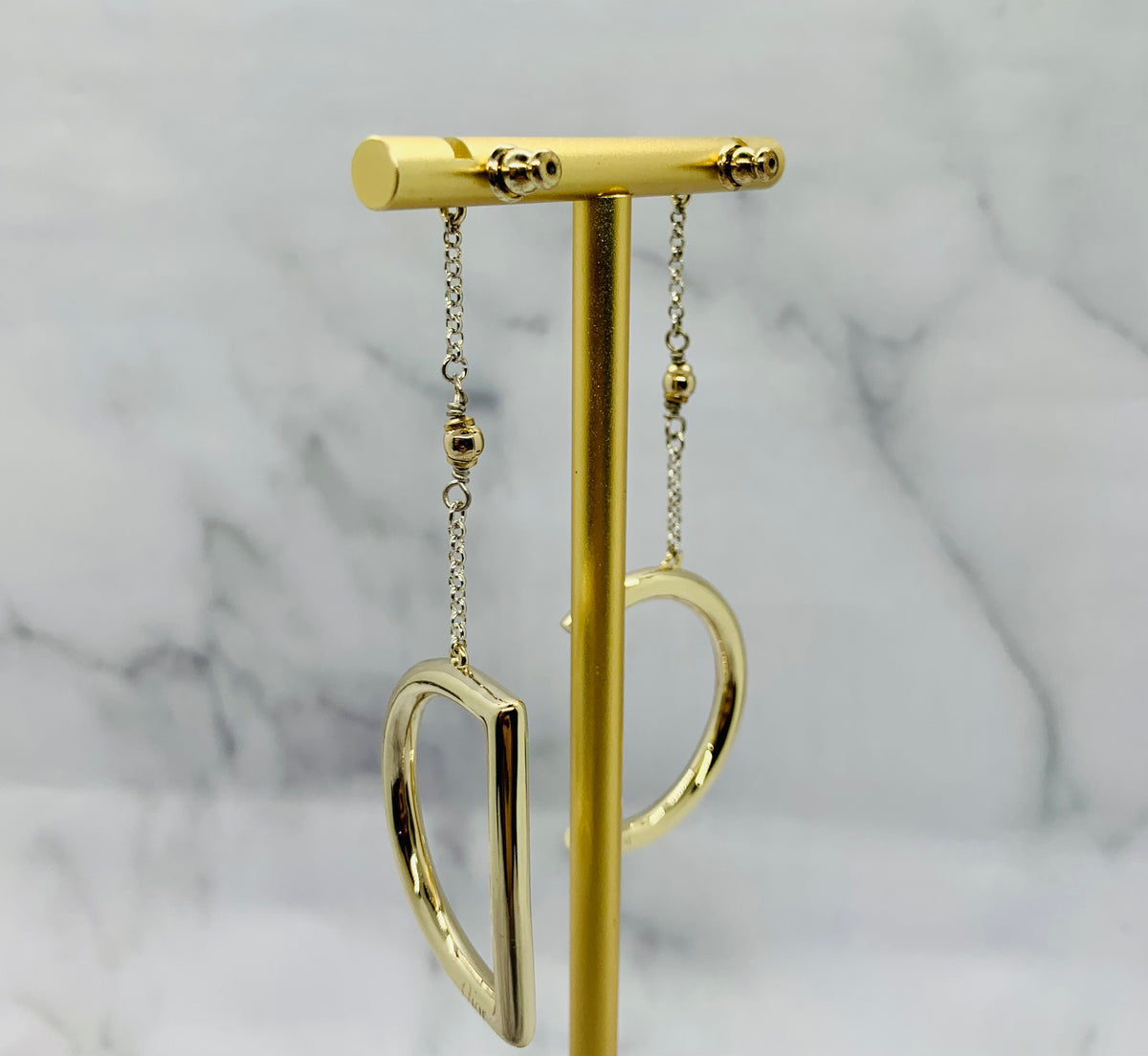 CHRISTIAN DIOR CD Light Gold Pendant Earrings - Pre owned