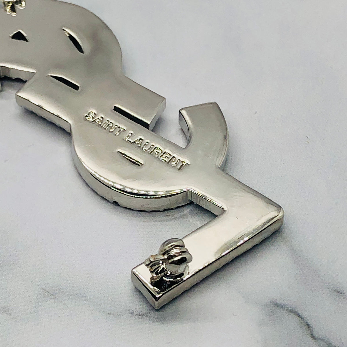 YSL YVES SAINT LAURENT Silver Rhinestone Brooch Pin - Pre owned