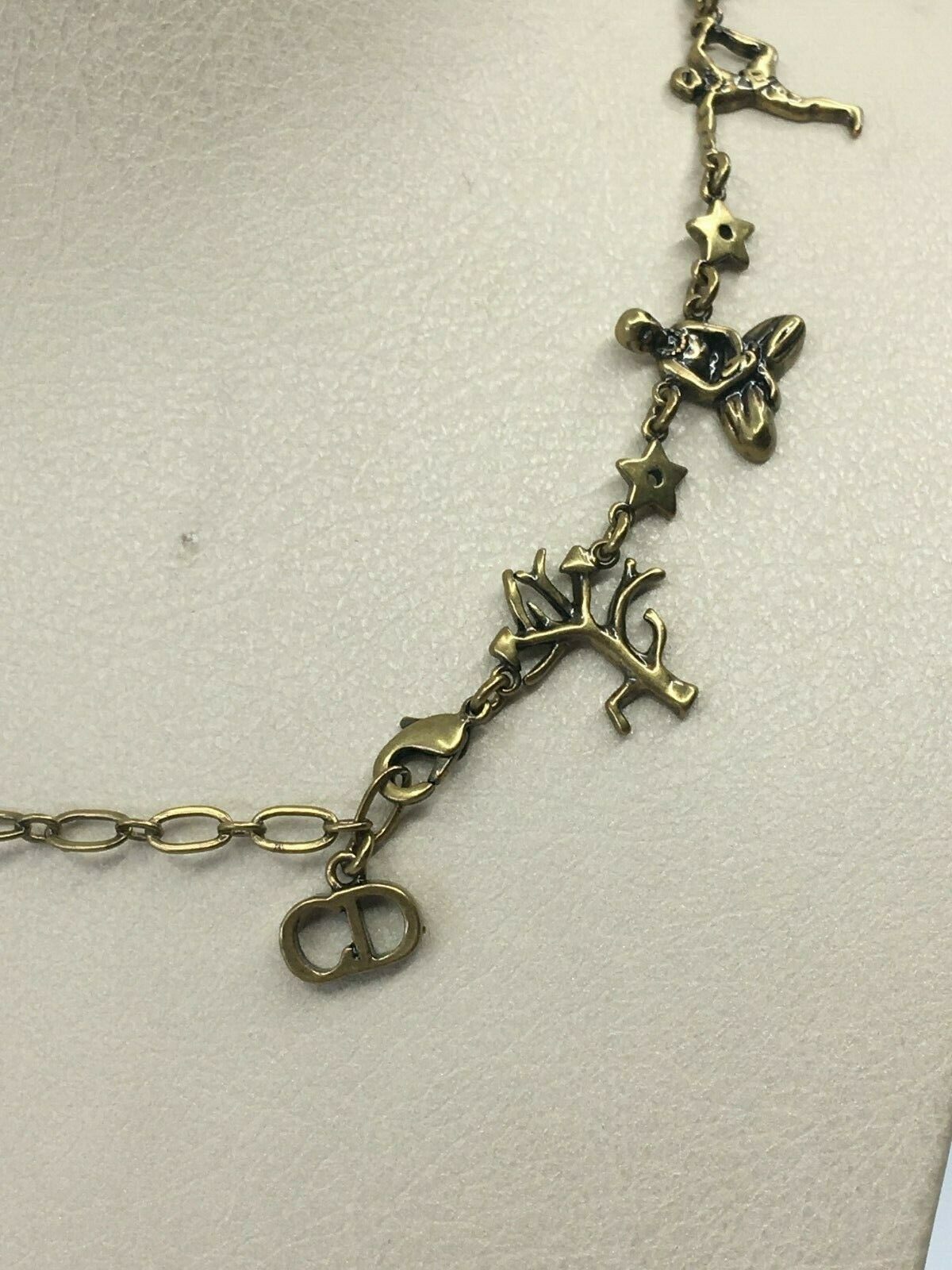 CHRISTIAN DIOR D YOGA Luxury Aged Gold Necklace