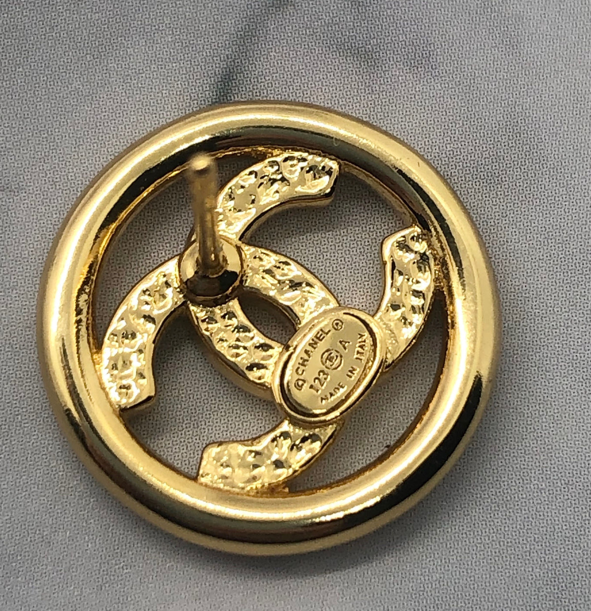 CHANEL CC Gold Tone Circle Earrings - Pre owned