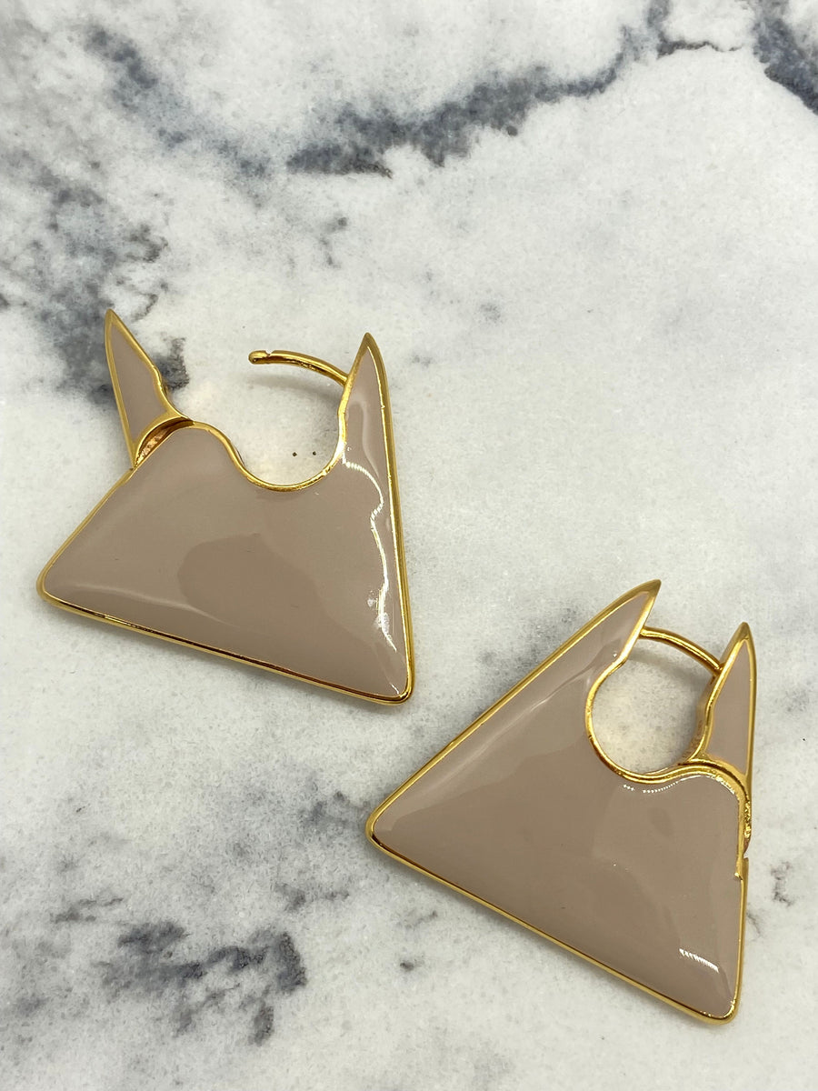 BOTTEGA VENETA Triangle Hoop Nude Earrings - Pre owned