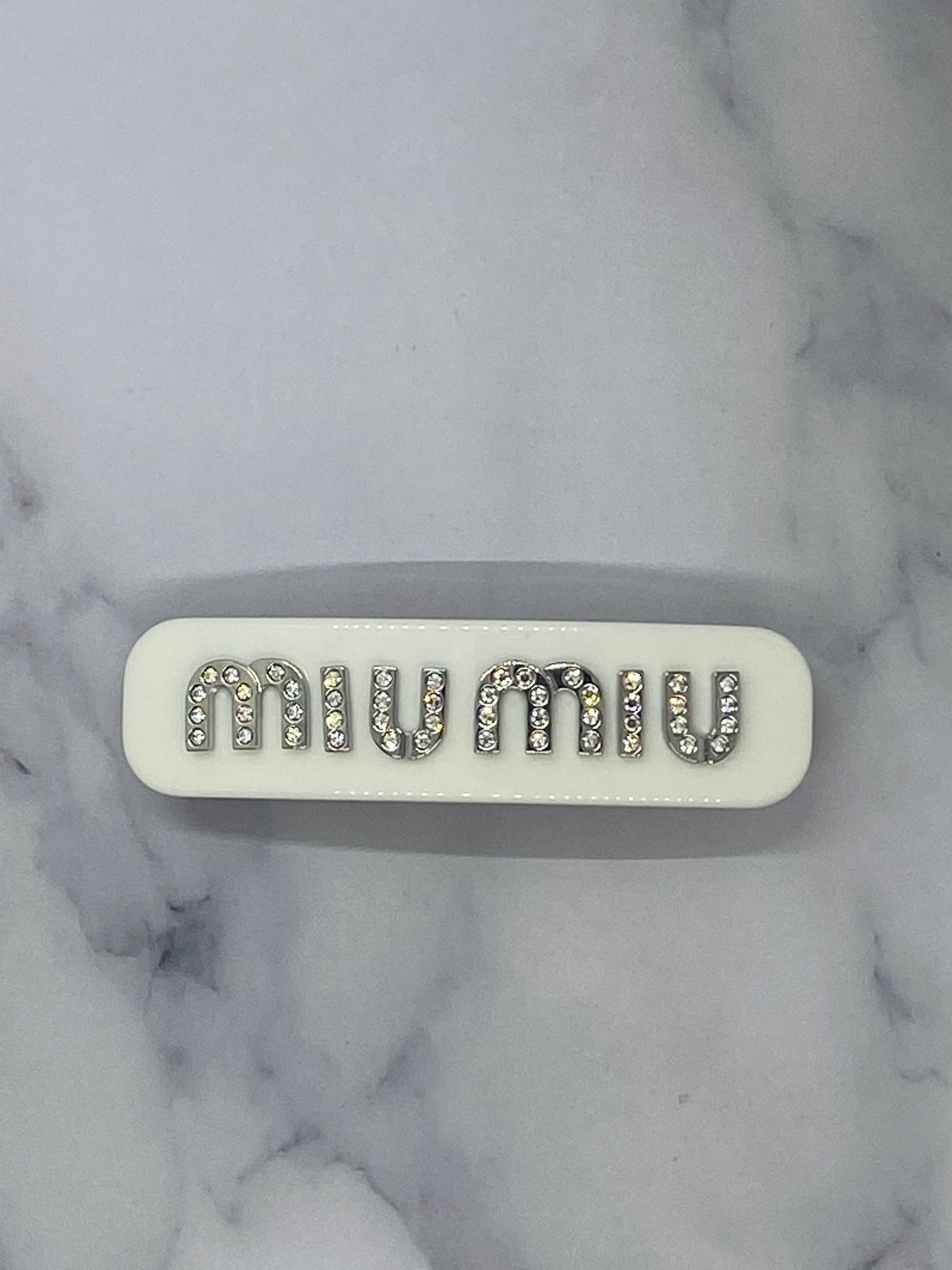 MIU MIU White Rhinestone Hair Clip Barrette - Pre owned