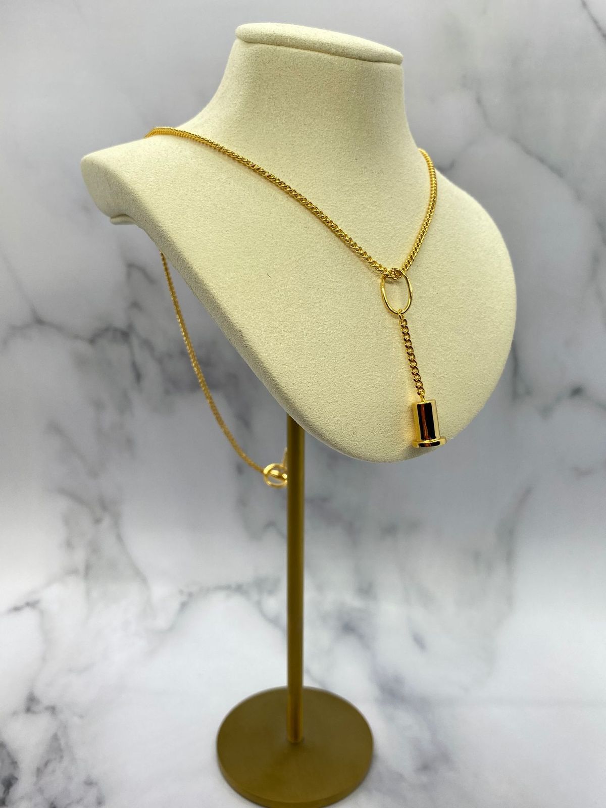 LOEWE Gold Tone Signature Stamp Pendant Necklace - Pre owned