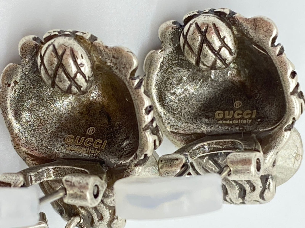 GUCCI Silver Tone Rhinestone Asymmetric Earrings - Pre owned