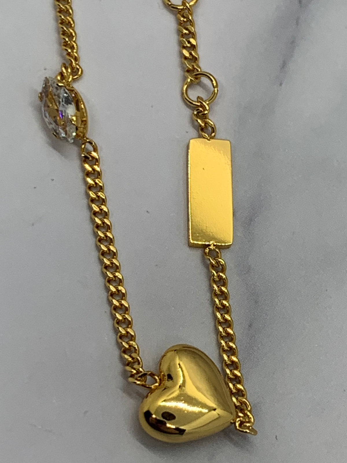 YSL YVES SAINT LAURENT Heart Rhinestone Bracelet - Pre owned / KL4301
