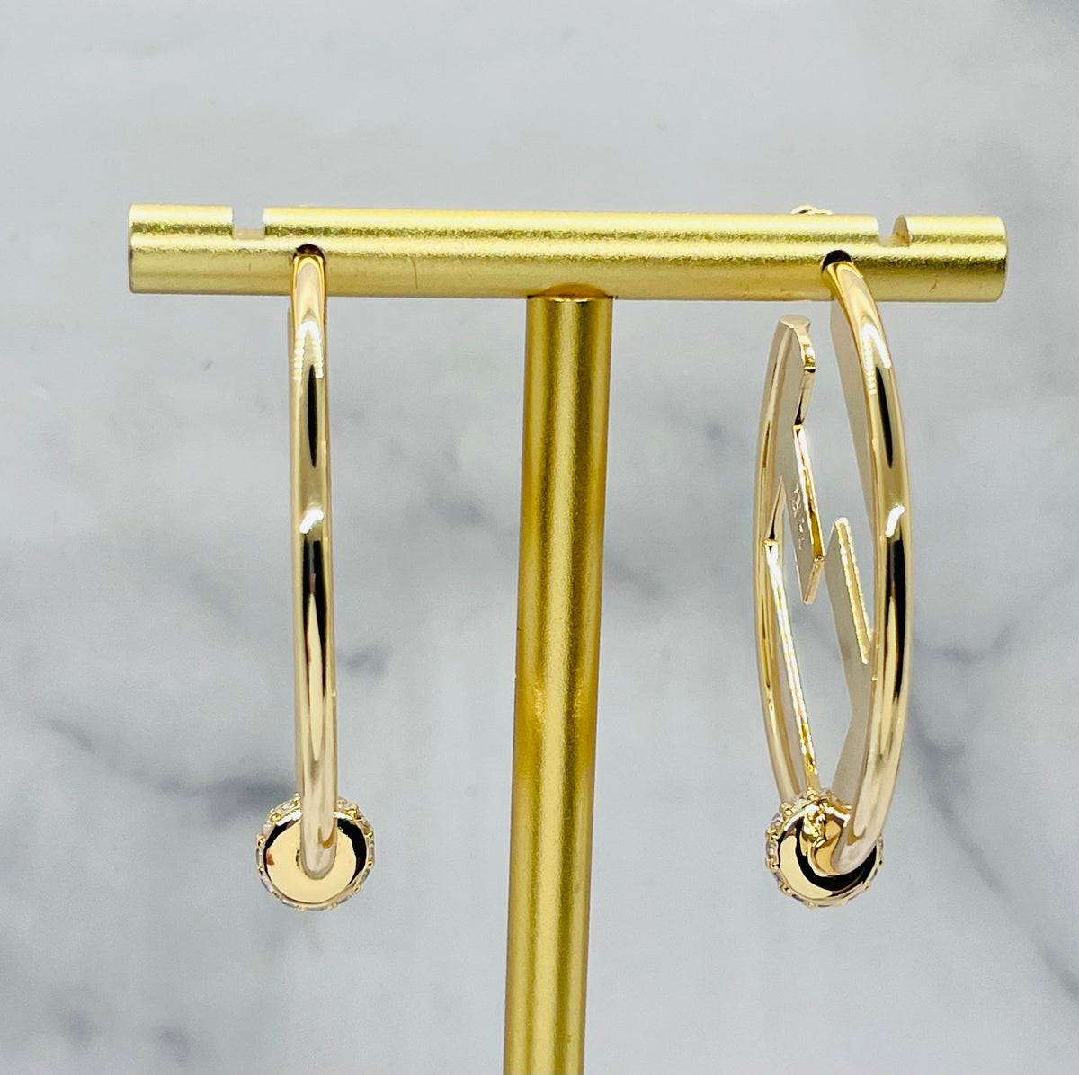 FENDI F Gold Tone Hoop Earrings - Pre owned
