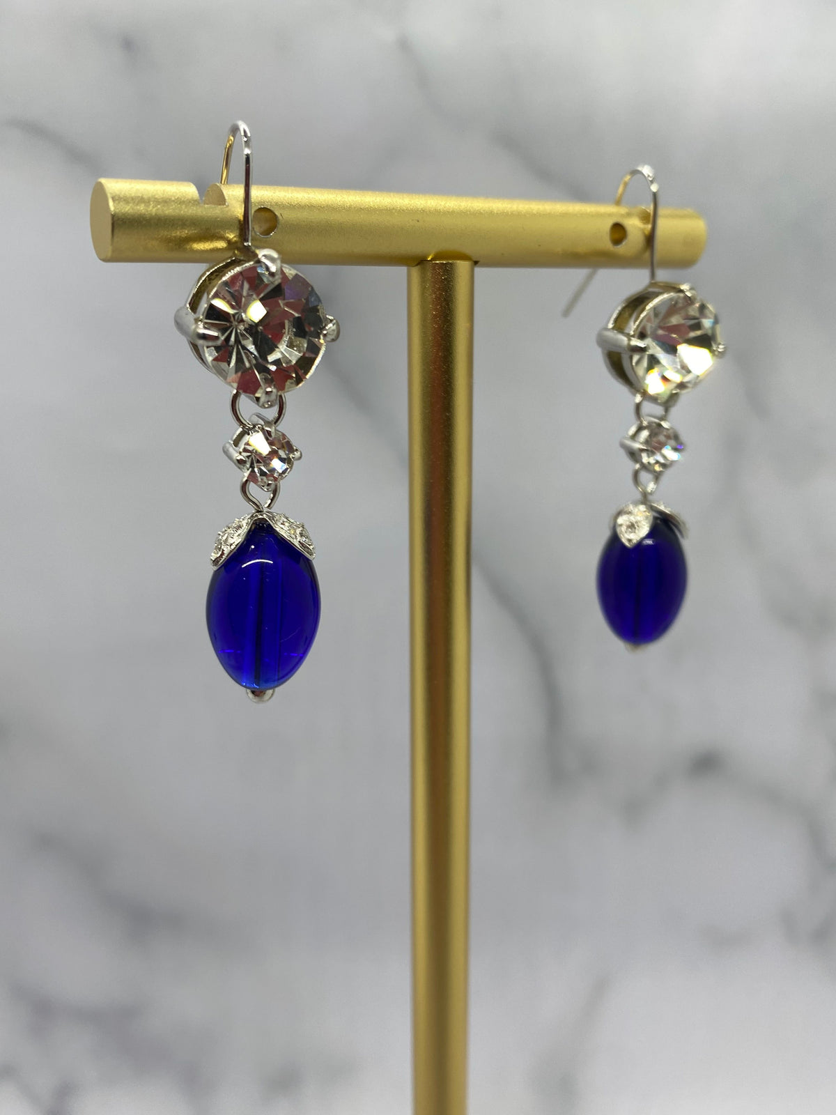 MIU MIU Blue Rhinestone Pendant Earrings - Pre owned