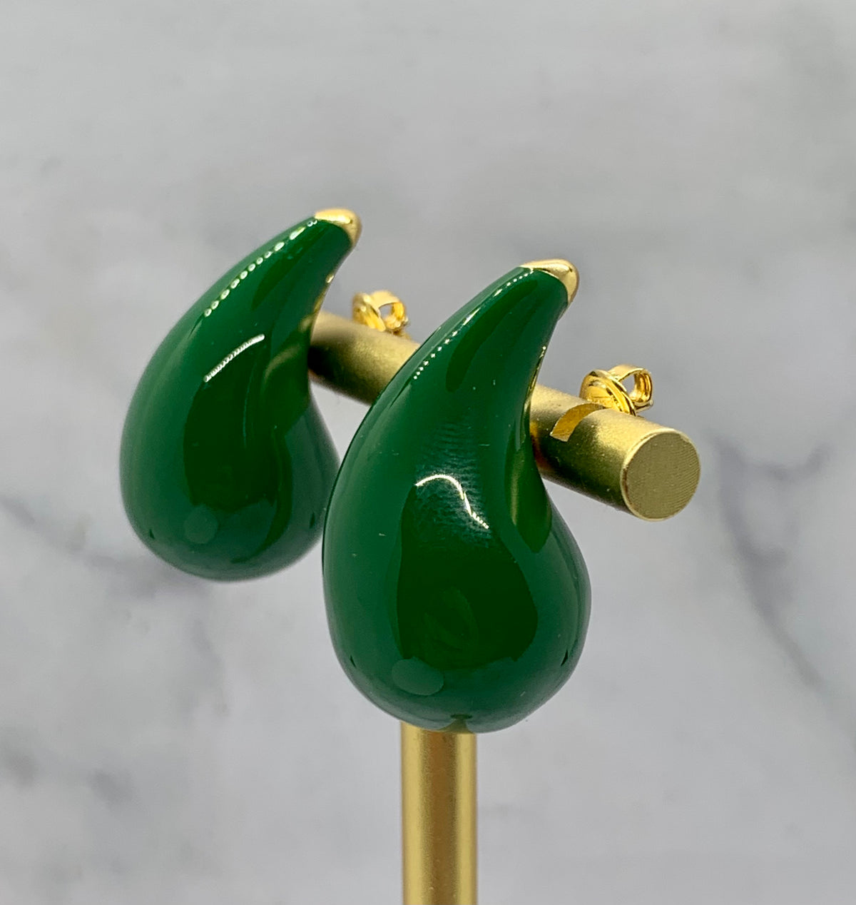 BOTTEGA VENETA Green Tear Drop Earrings - Pre owned