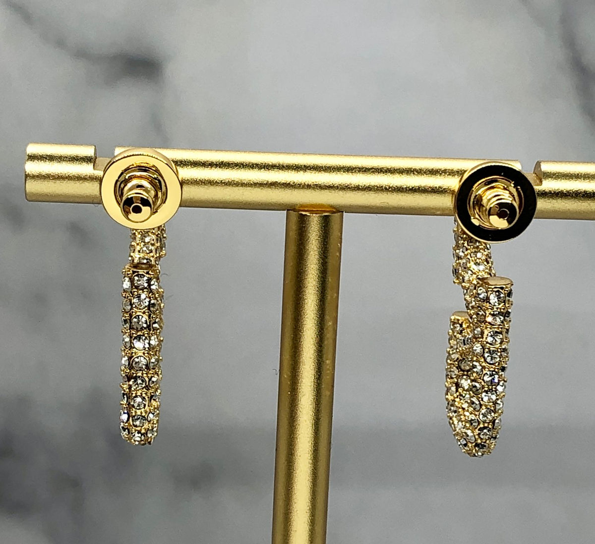 VALENTINO V Gold Tone Rhinestone Earrings - Pre owned