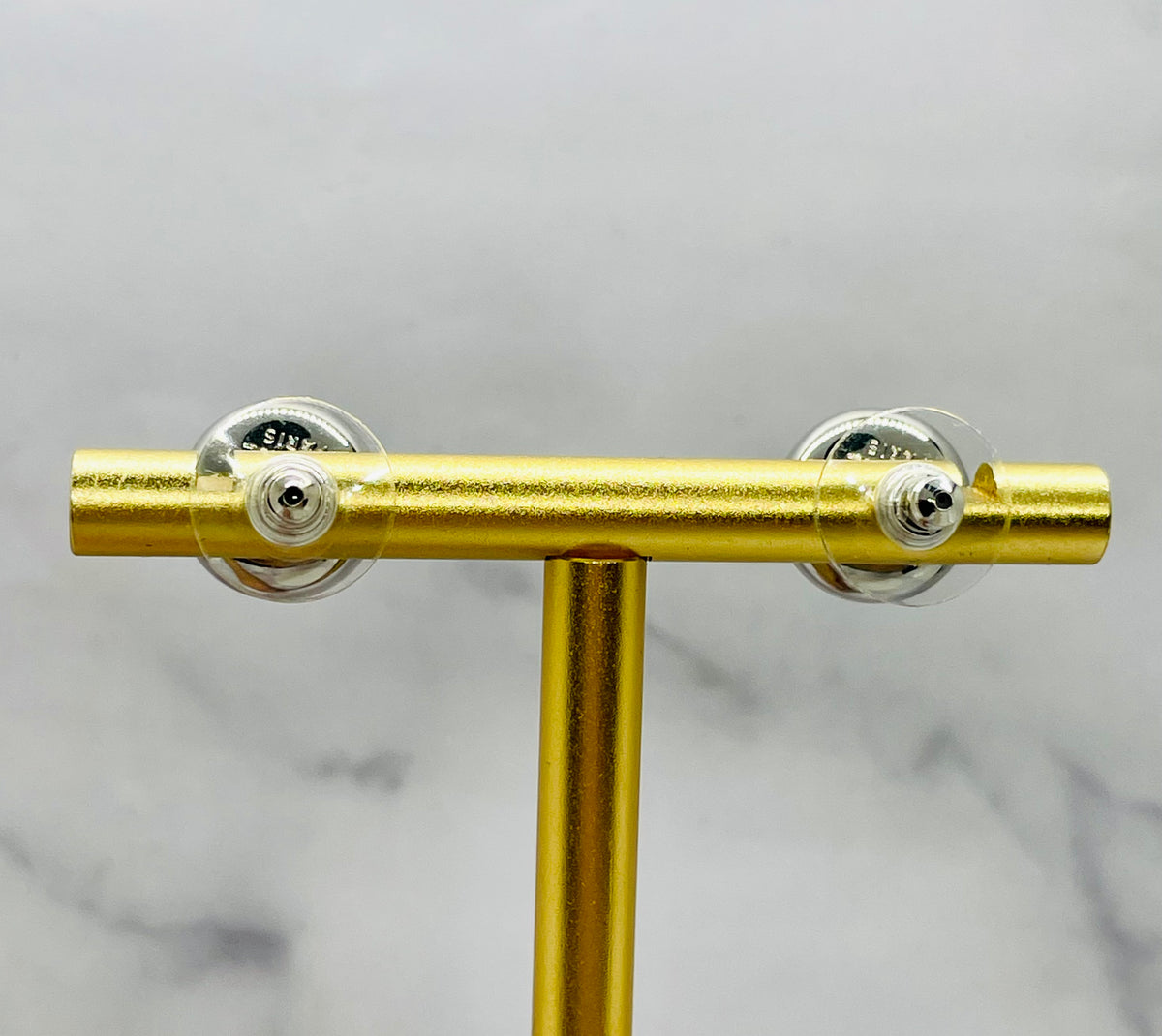 CELINE Monogram Silver Button Earrings - Pre owned