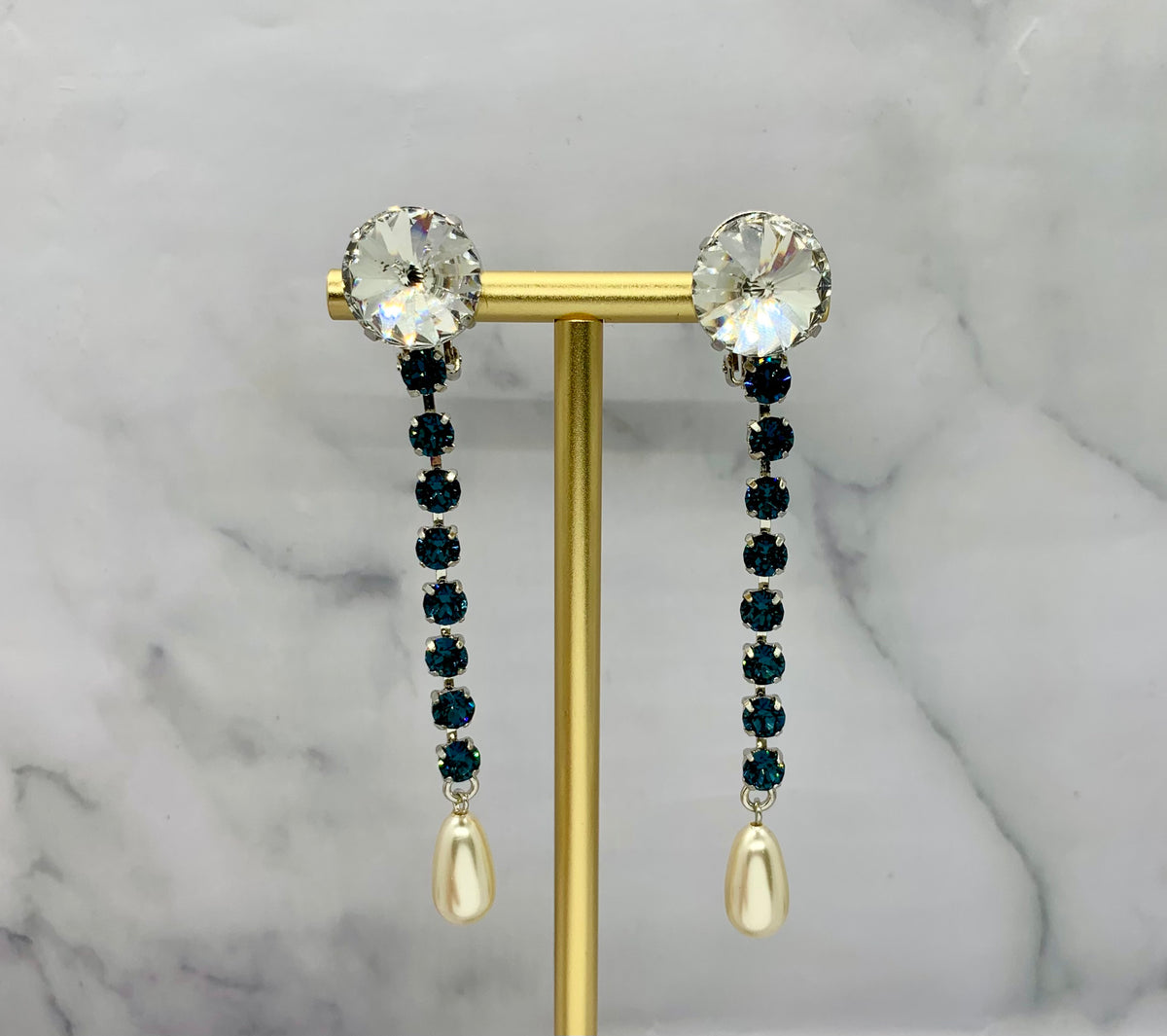 MIU MIU Blue Rhinestone Pendant Earrings - Pre owned