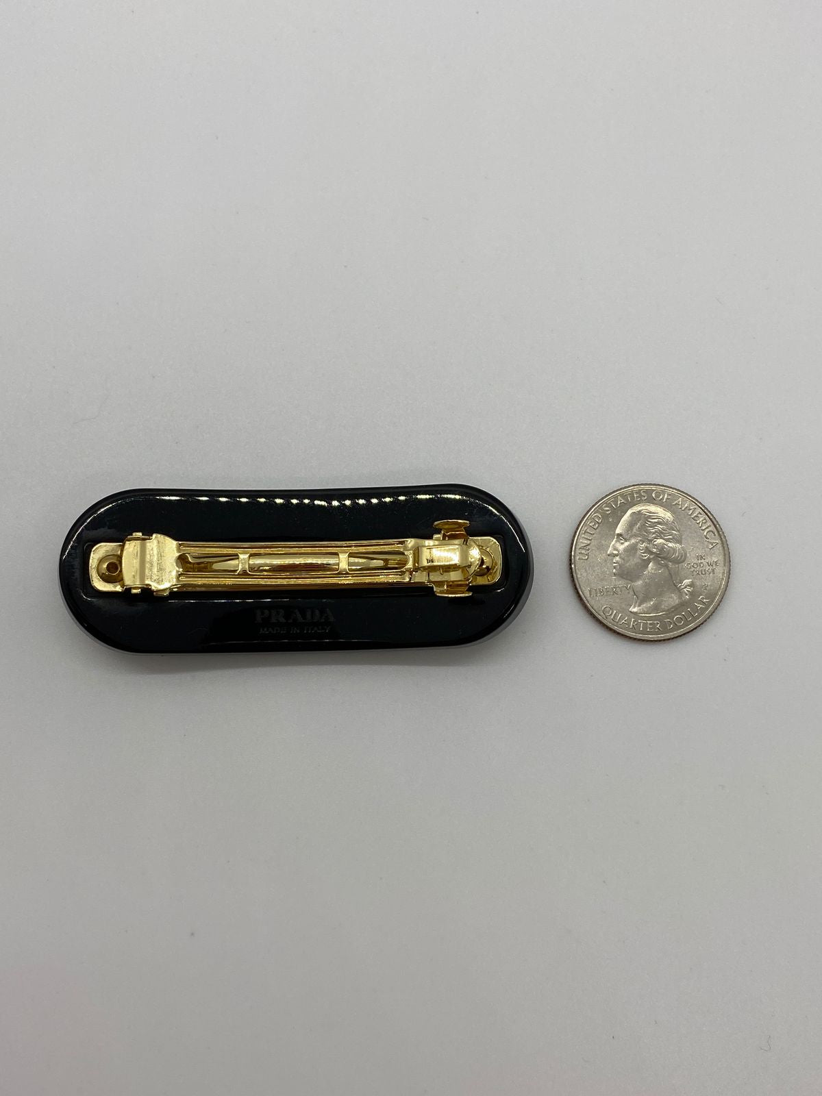 PRADA Acrylic Black Studded Hair Clip Barrette - Pre owned