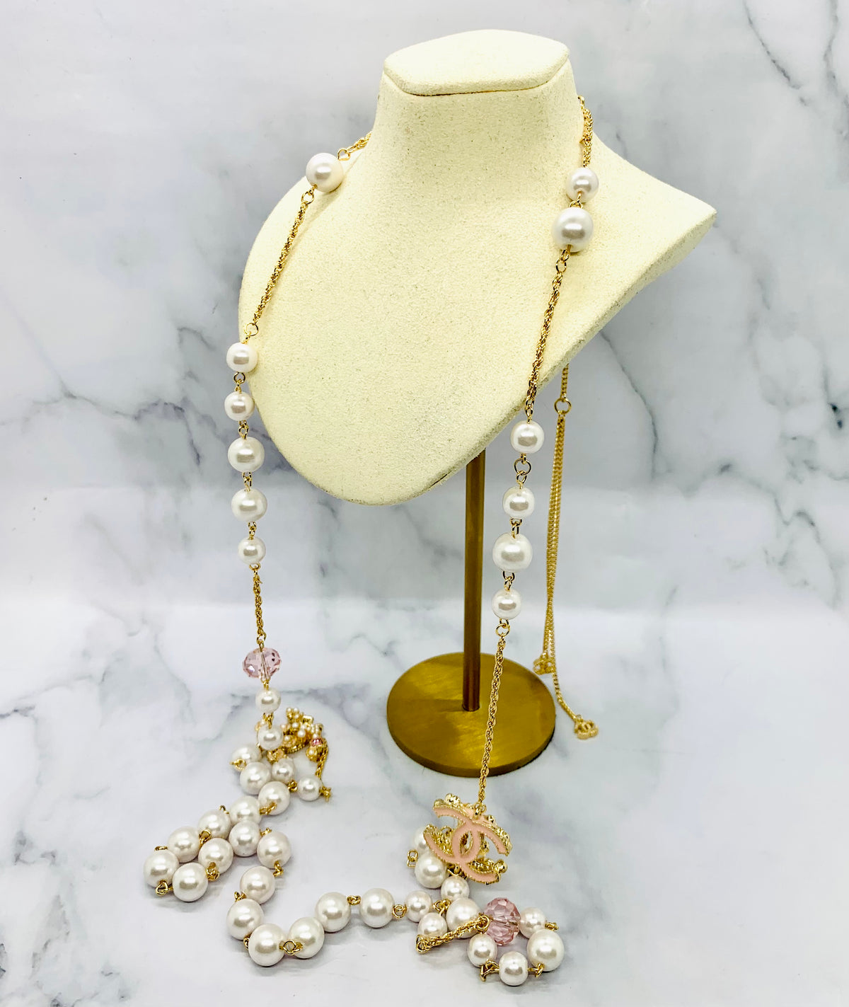 CHANEL CC Pearl Layer Statement Necklace - USED