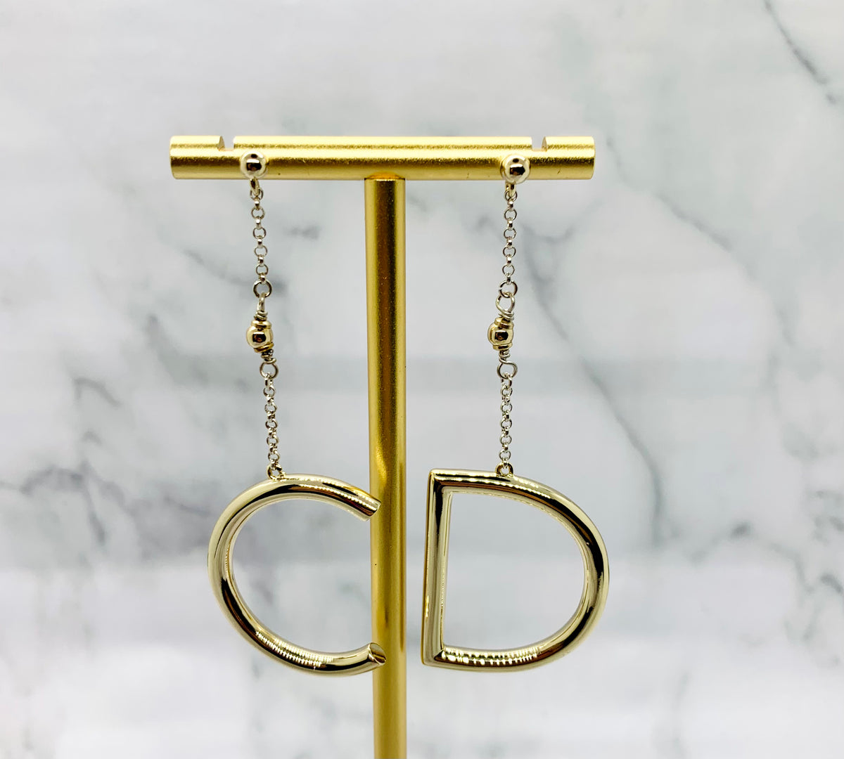 CHRISTIAN DIOR CD Light Gold Pendant Earrings - Pre owned