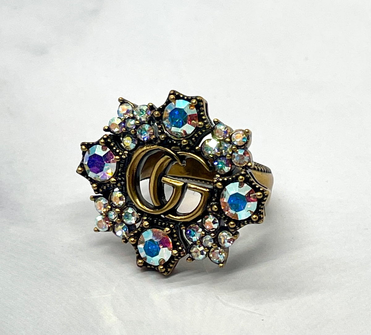 GUCCI GG Rhinestone Ring Size 7 M - Pre owned