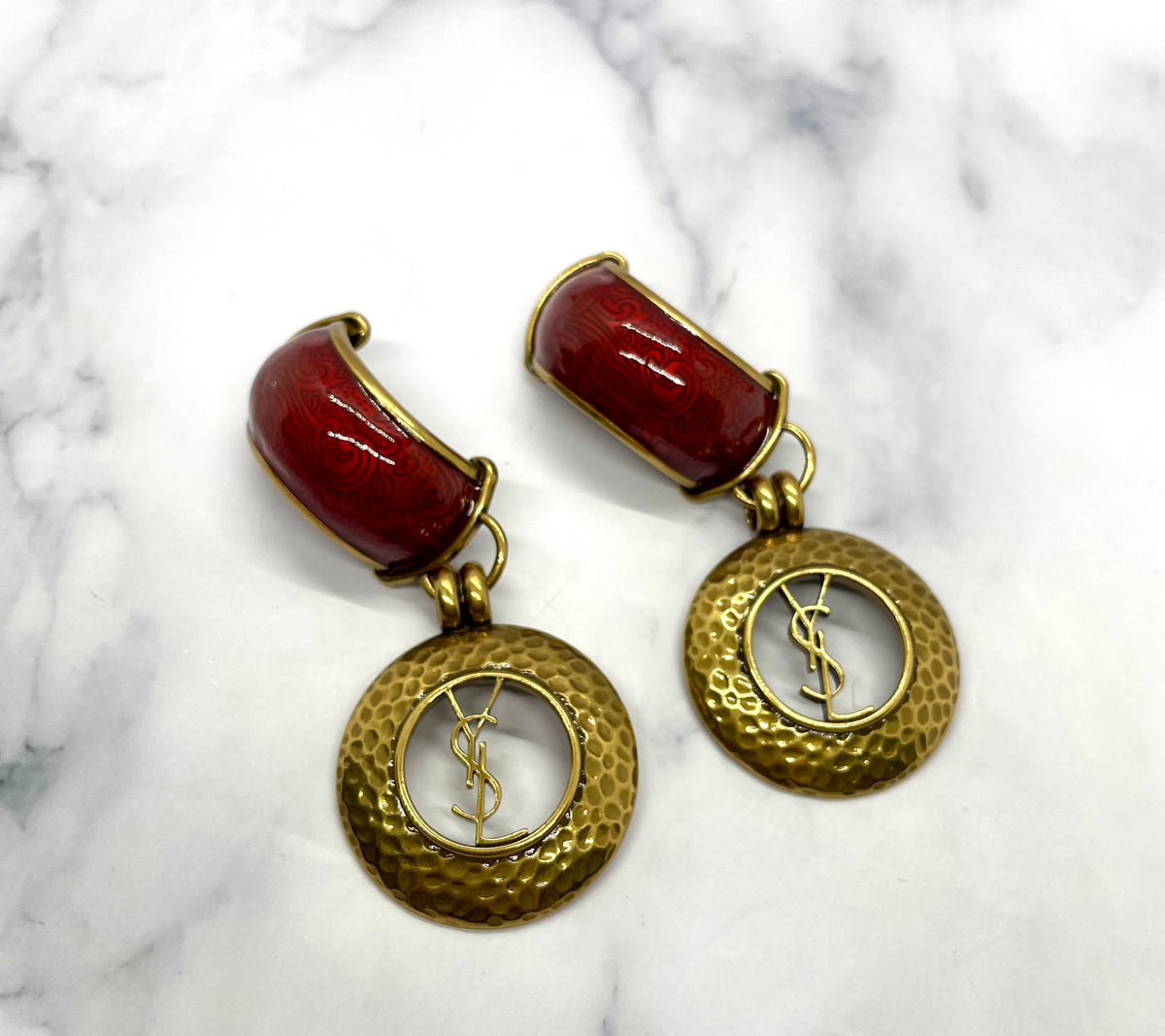 YSL YVES SAINT LAURENT Clip On Statement Earrings - Pre owned