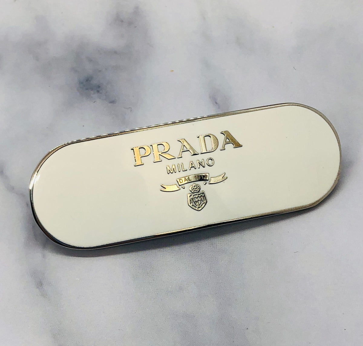 PRADA White Hair Clip Barrette - Pre owned
