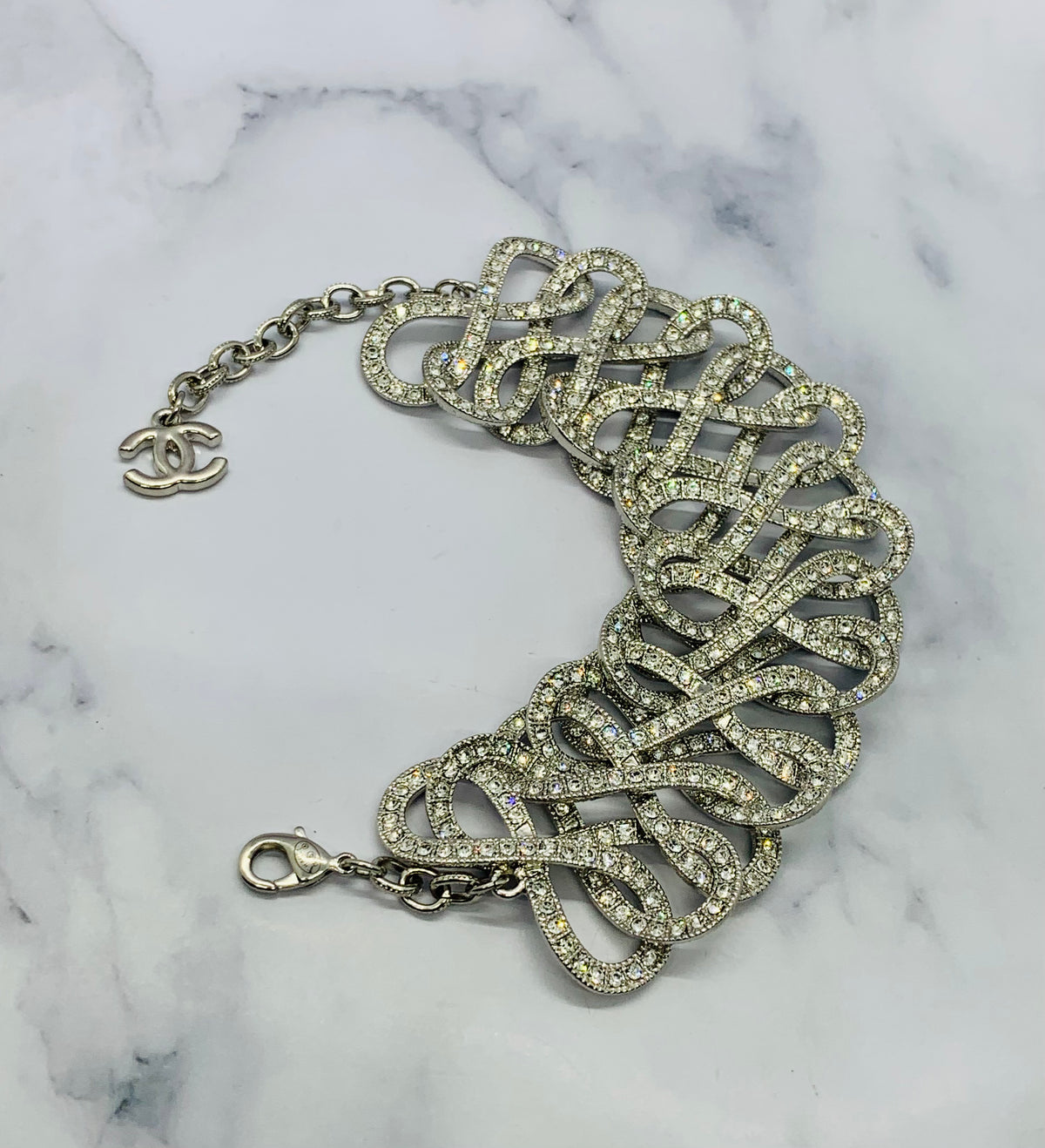 CHANEL CC 2015 Rhinestone Infinity Bracelet - USED