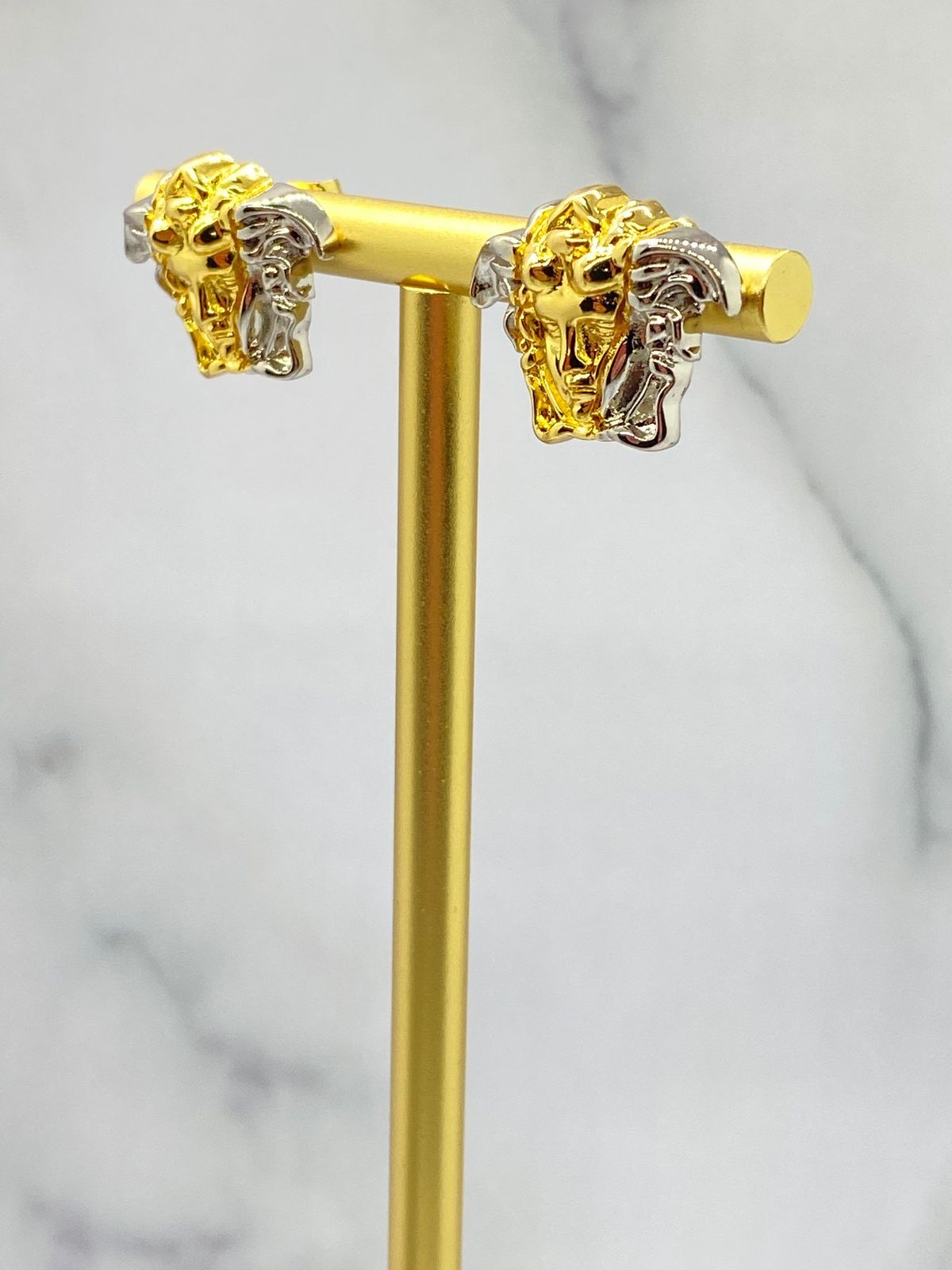 VERSACE Medusa Two Tone Metal Earrings - Pre owned