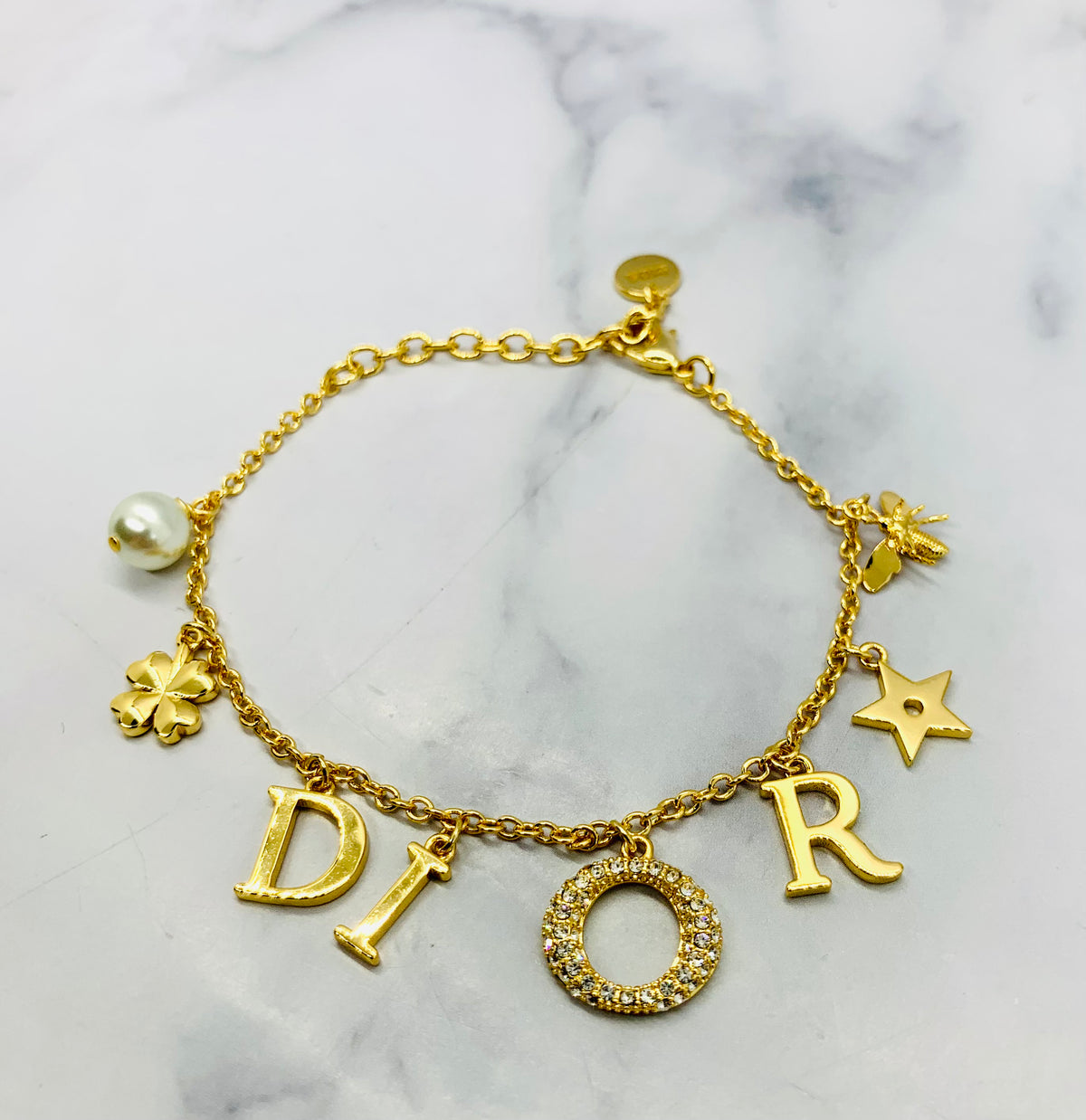 CHRISTIAN DIOR Rhinestone Charm Bracelet - Pre owned