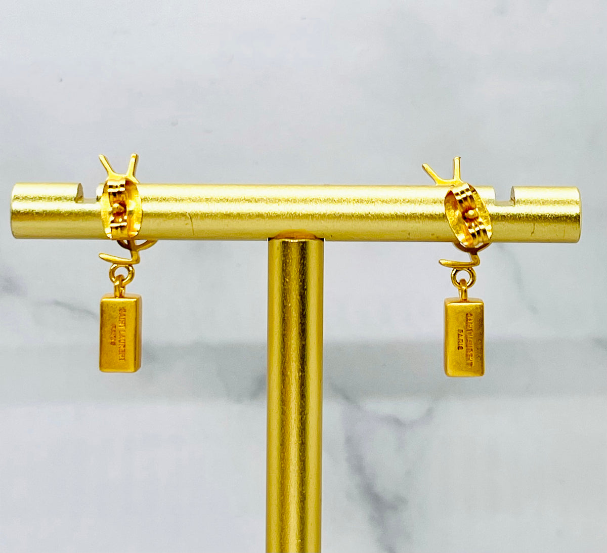 YSL YVES SAINT LAURENT Monogram Rhinestone Earrings - Pre owned