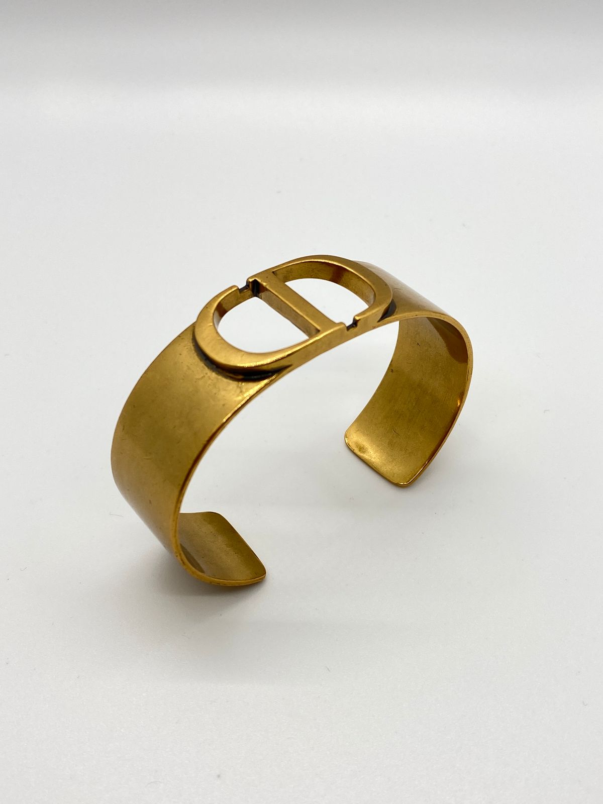 CHRISTIAN DIOR CD Brass Tone Cuff Bracelet - Pre owned