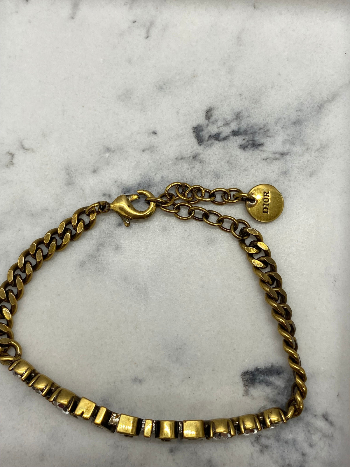 CHRISTIAN DIOR J'Adior Brass Tone Rhinestone Bracelet - Pre owned