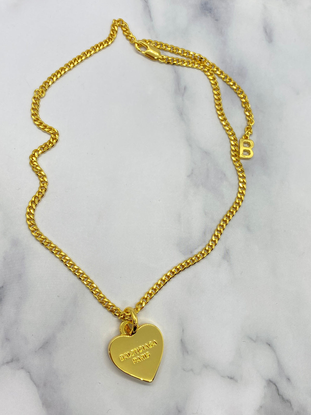 BALENCIAGA Gold Tone Heart Necklace - Pre owned
