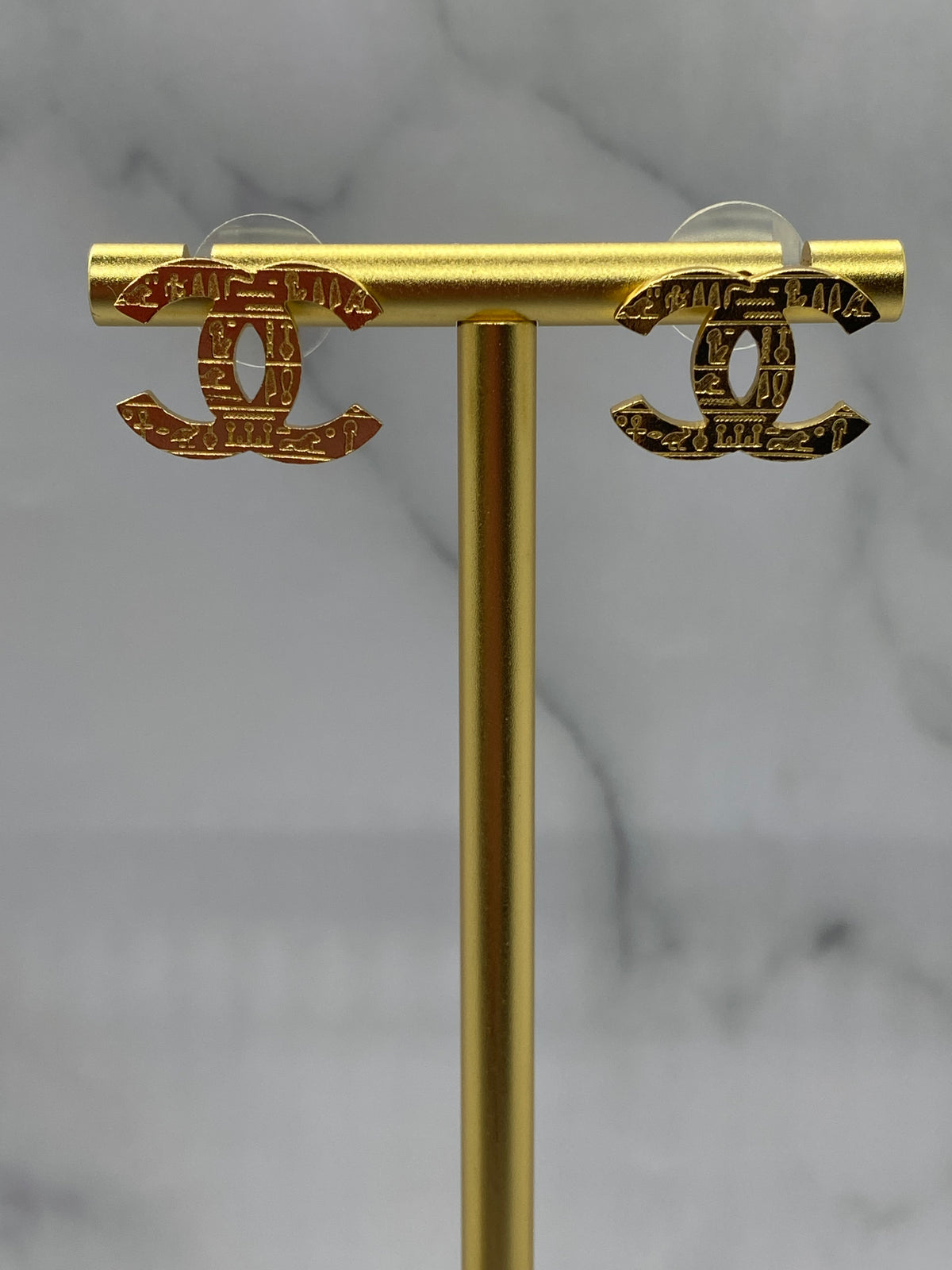 CHANEL CC Hieroglyphics Earrings - USED