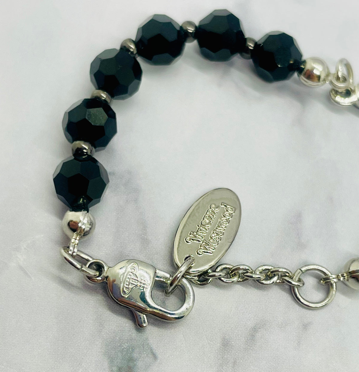 VIVIENNE WESTWOOD Black Rhinestone Orb Bracelet - Pre owned