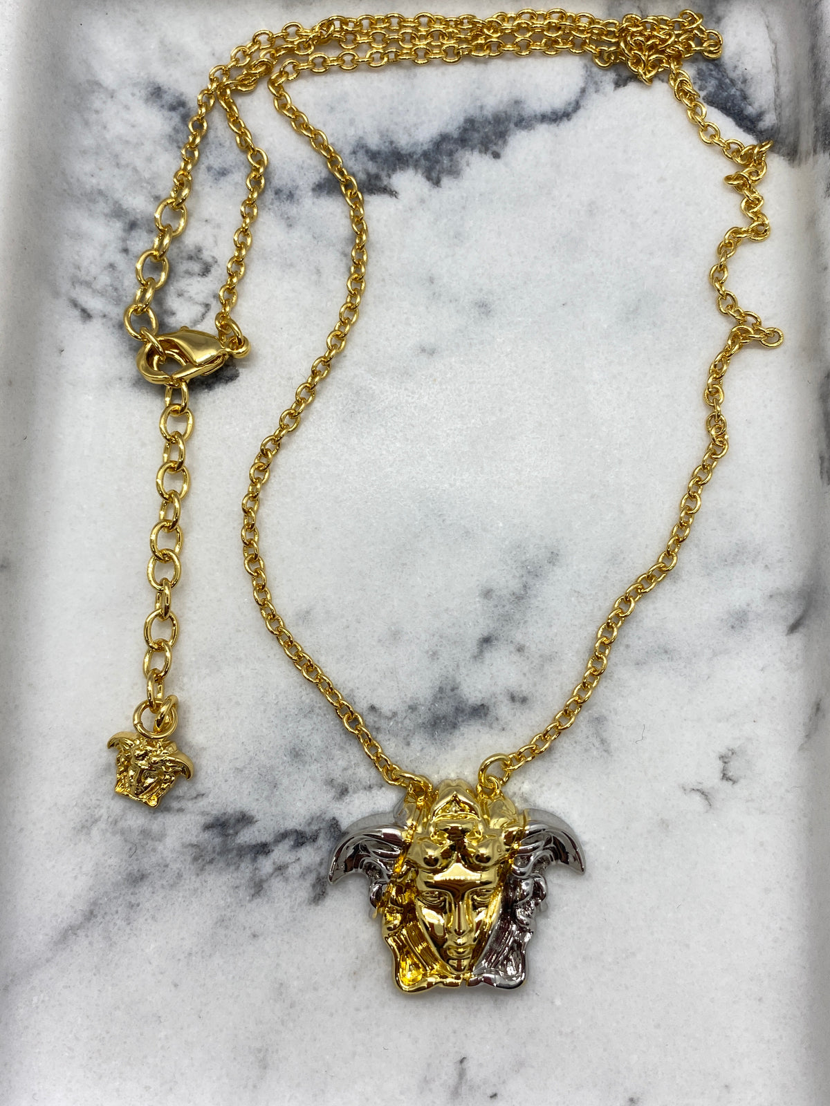VERSACE Medusa Gold & Silver Tone Necklace - USED