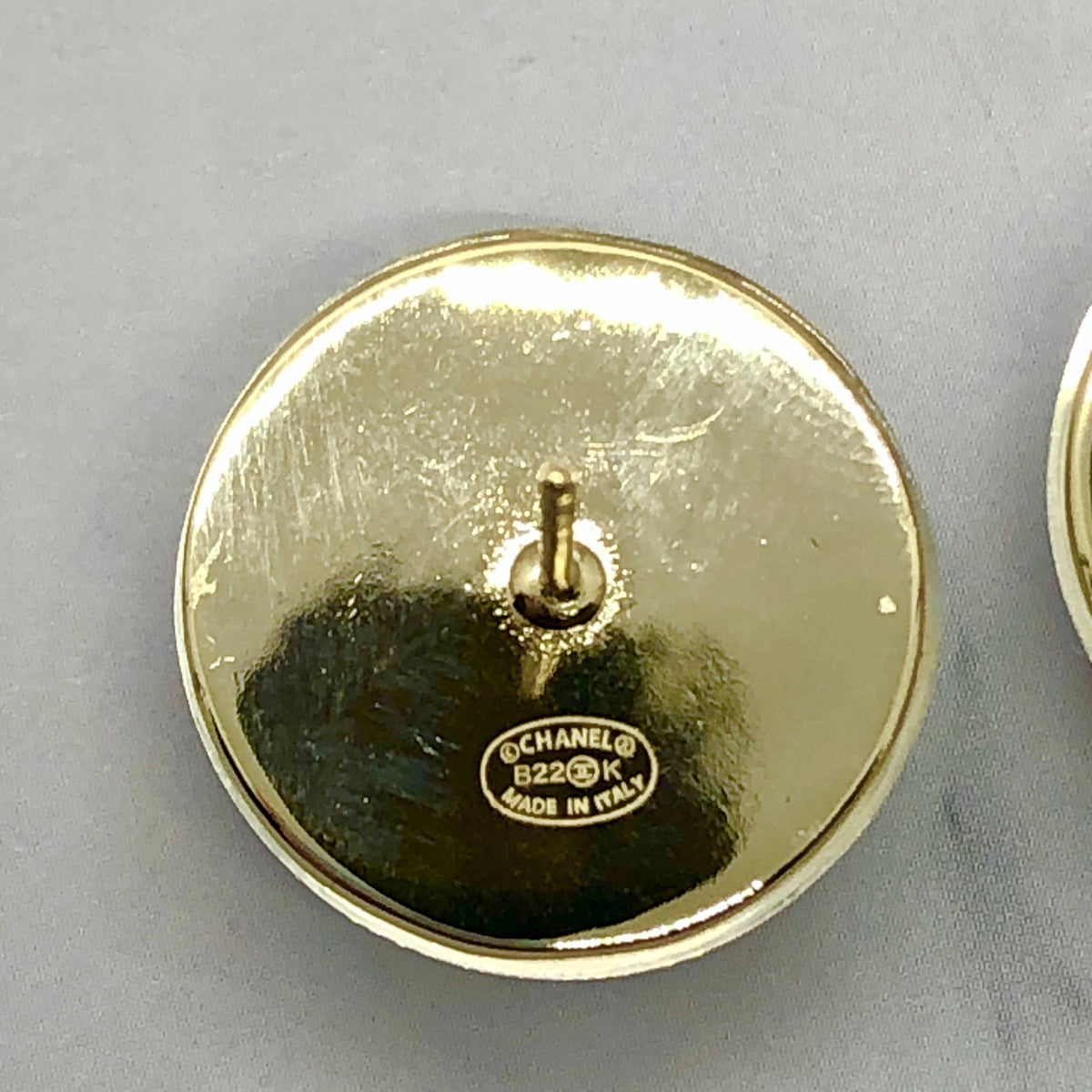 CHANEL CC Gold Tone Bubble Earrings - USED